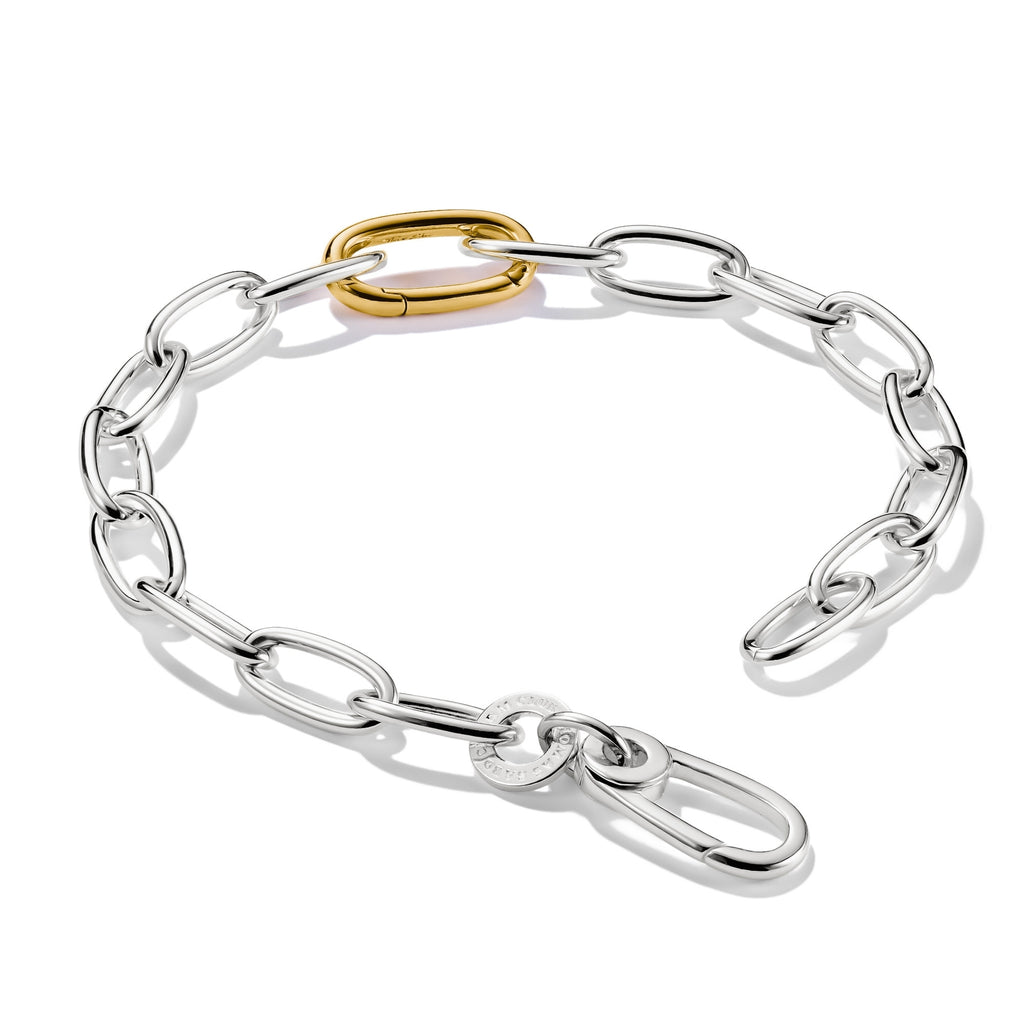 Charm Bracelet Bicolour with Connect Link Silver