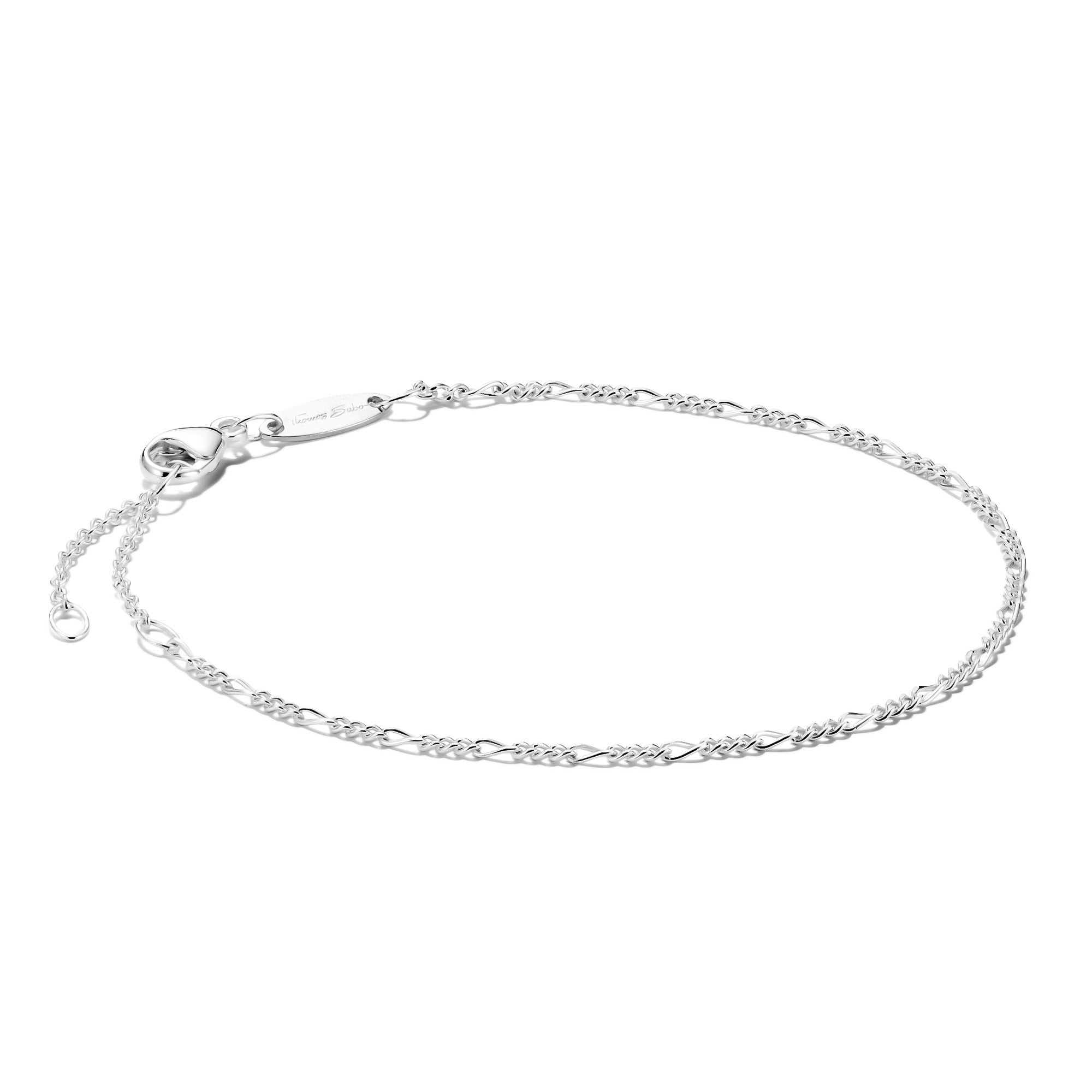 Charm Silver Figaro Design Bracelet