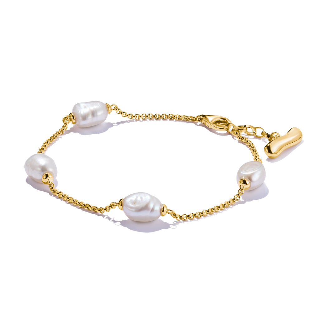 Gold-Plated Bracelet with Freshwater Pearls Natural Beauty