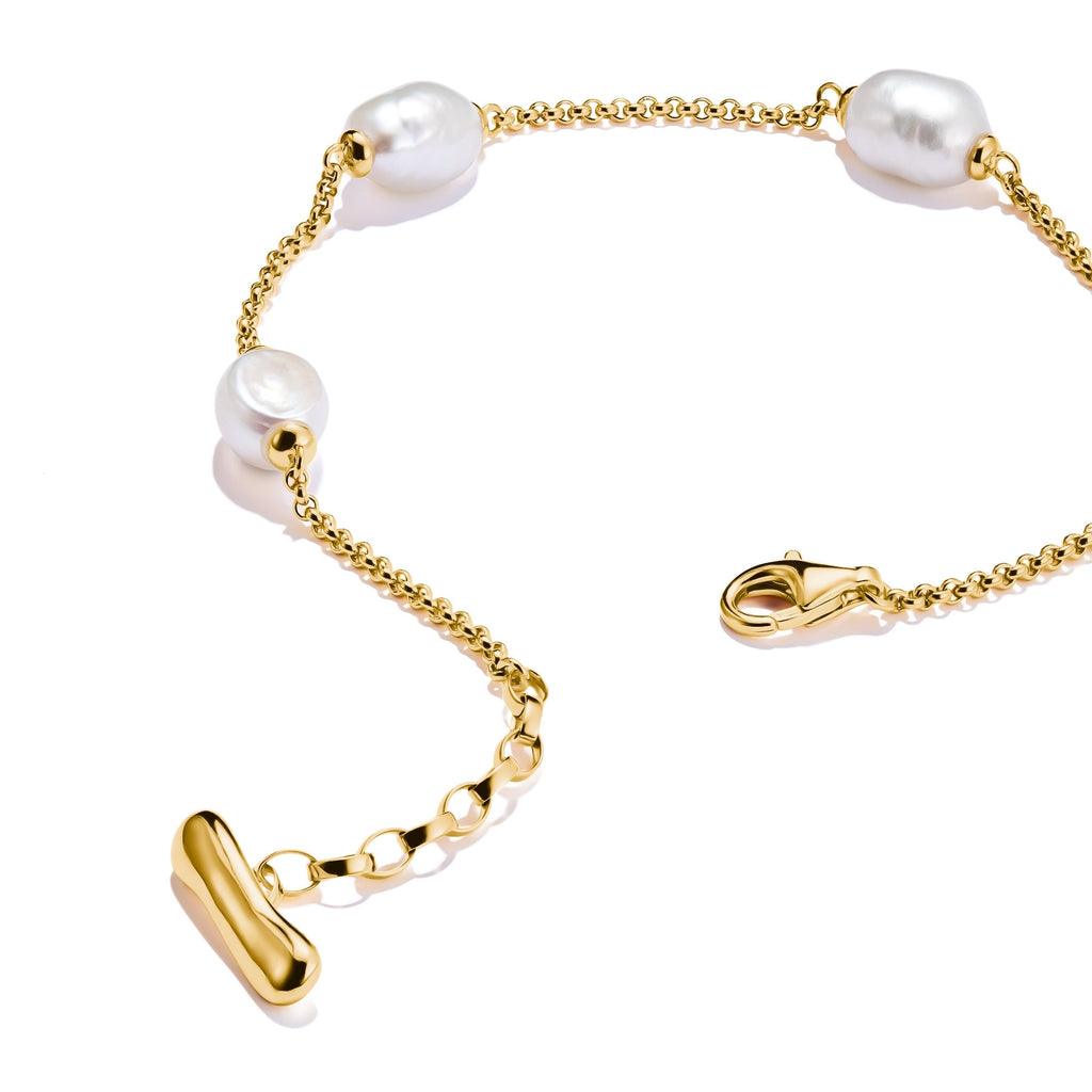 Gold-Plated Bracelet with Freshwater Pearls Natural Beauty