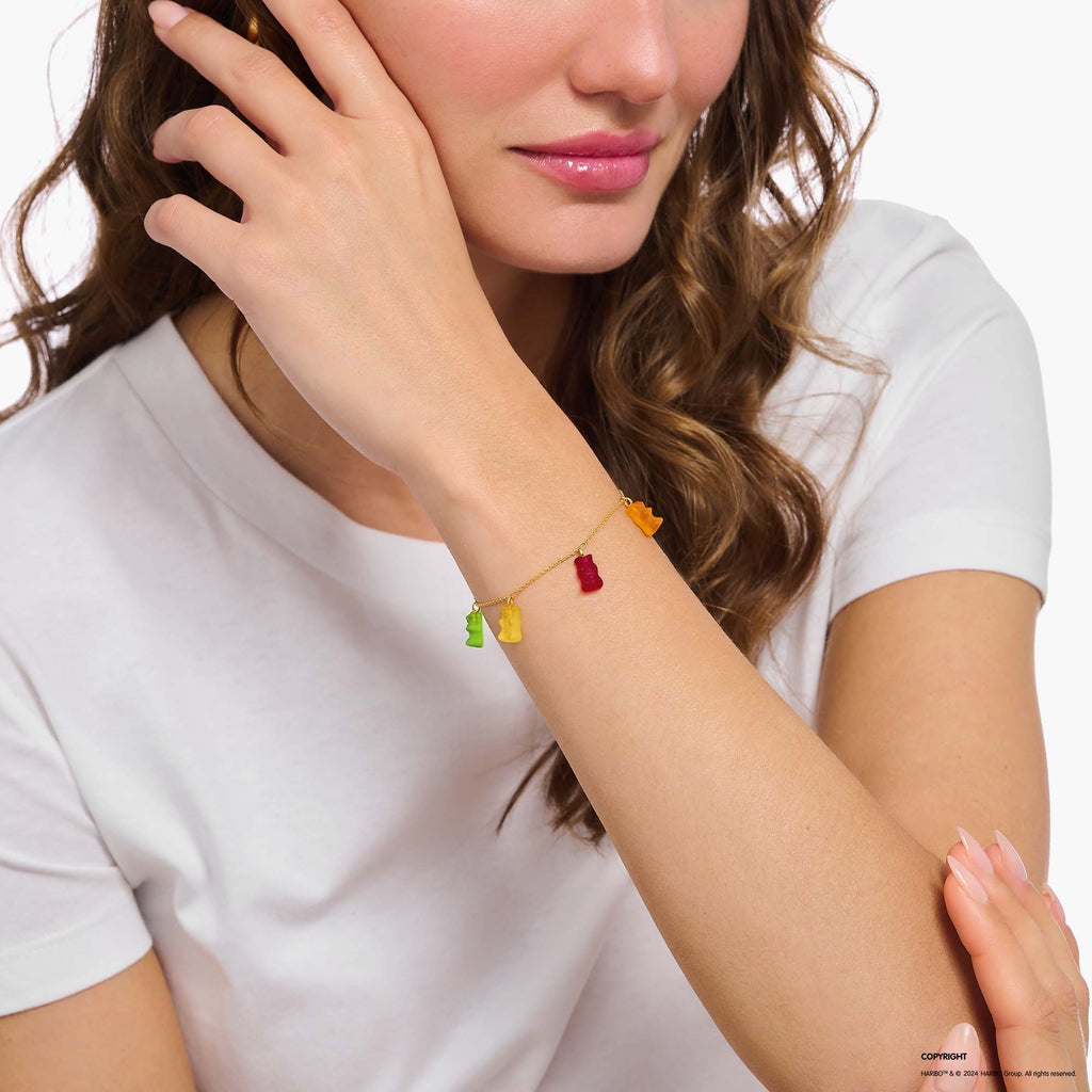 THOMAS SABO x HARIBO: Gold-Plated Bracelet with Colourful Golden Bears
