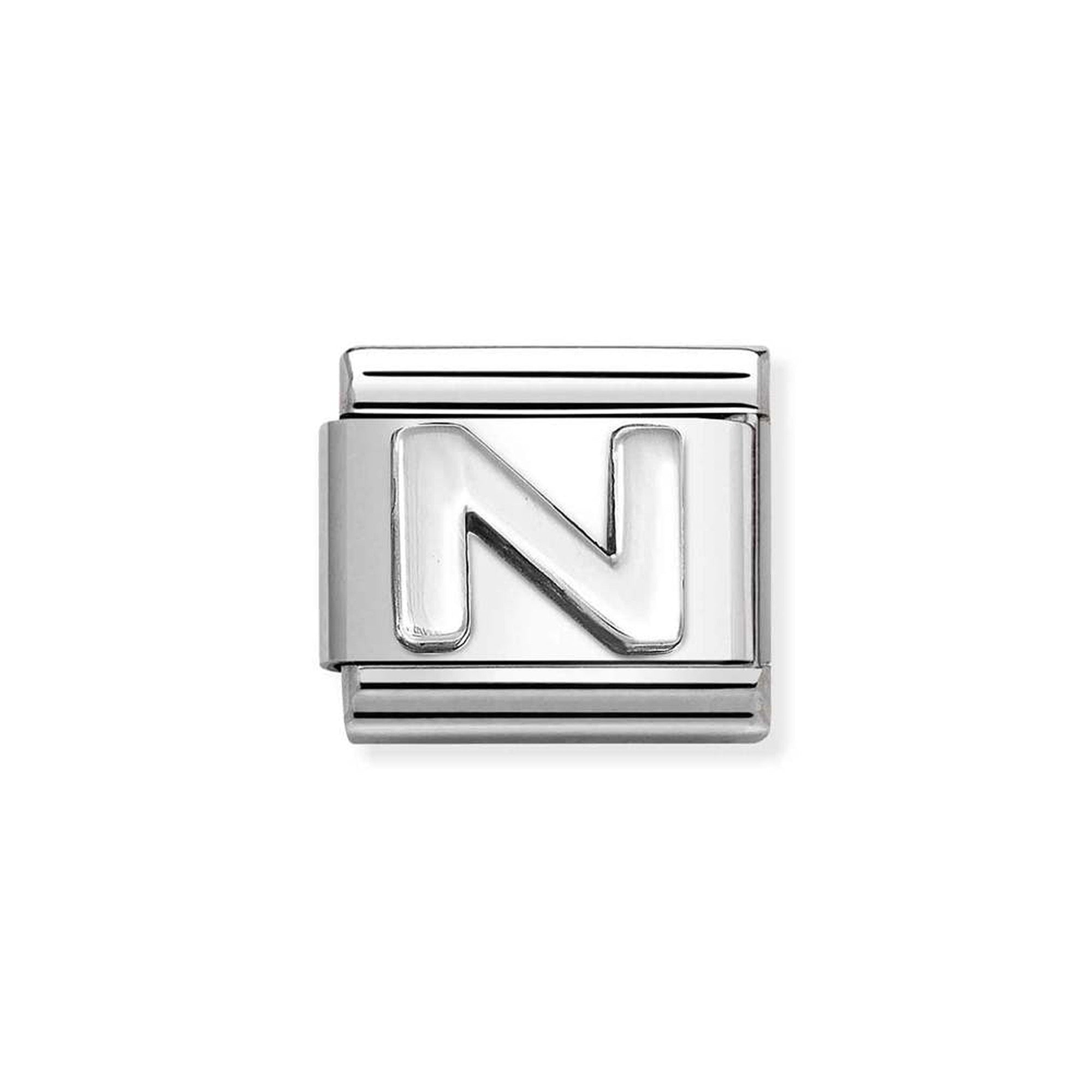 Composable Classic oxidized LETTERS in steel and 925 sterling silver N