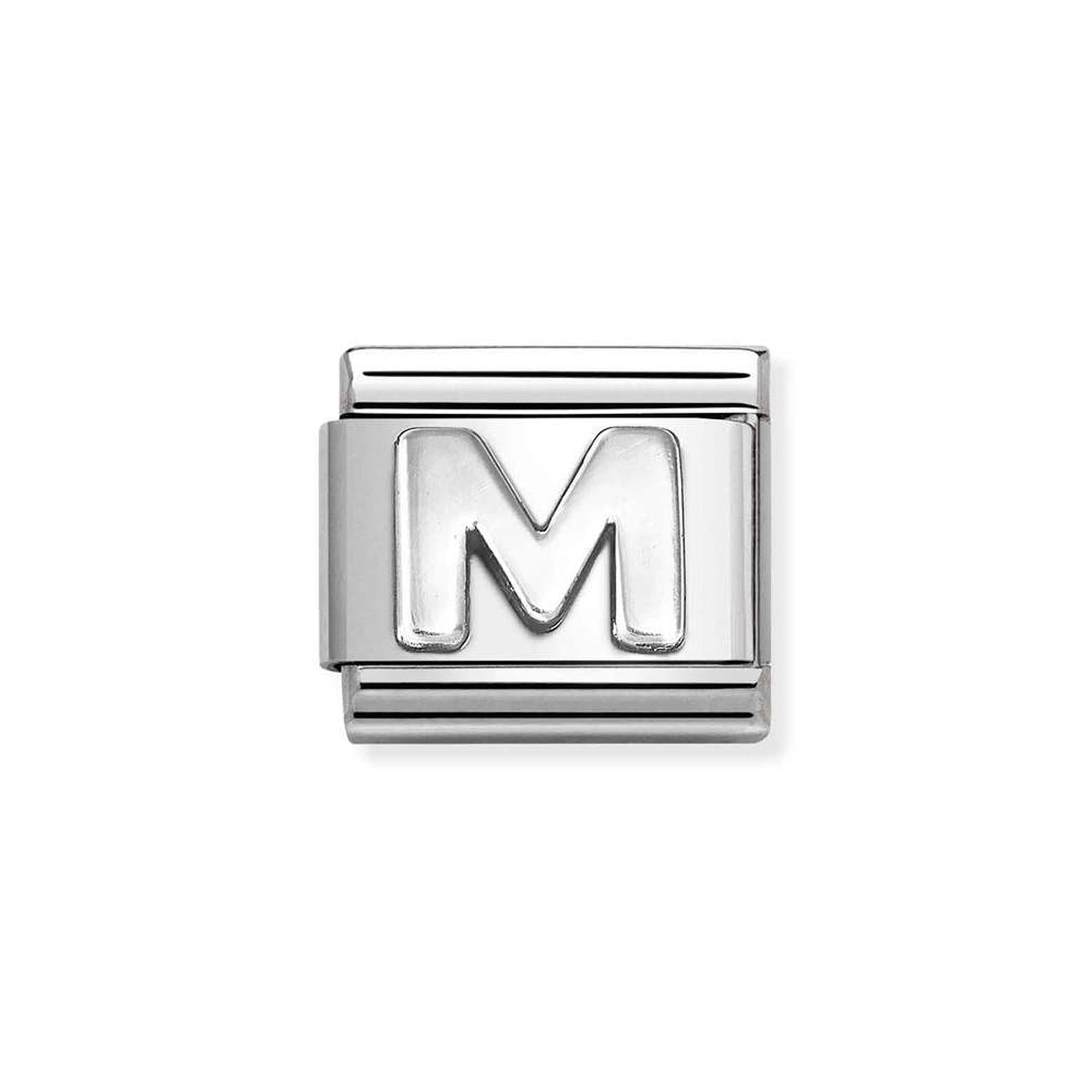 Composable Classic oxidized LETTERS in steel and 925 sterling silver M