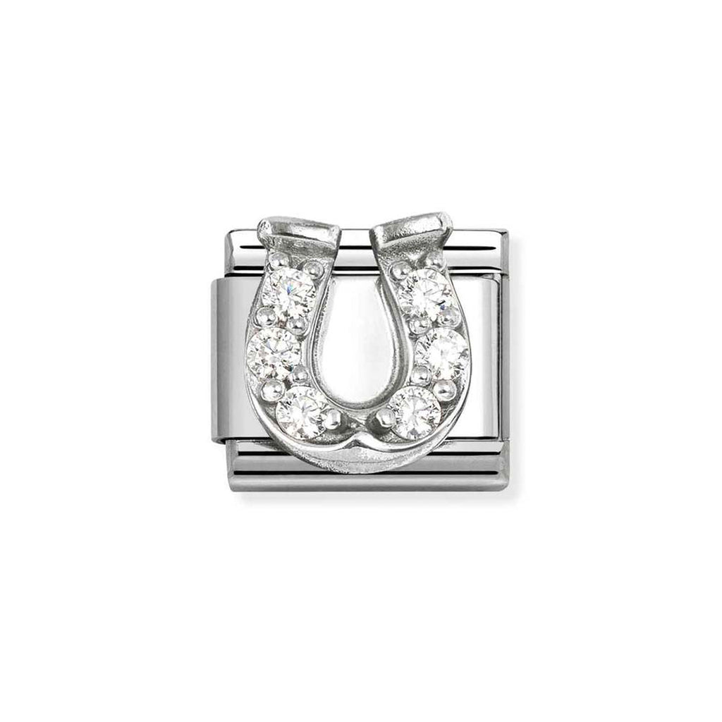 Composable CL SYMBOLS steel , Cubic zirconia and 925 sterling silver WHITE horseshoe