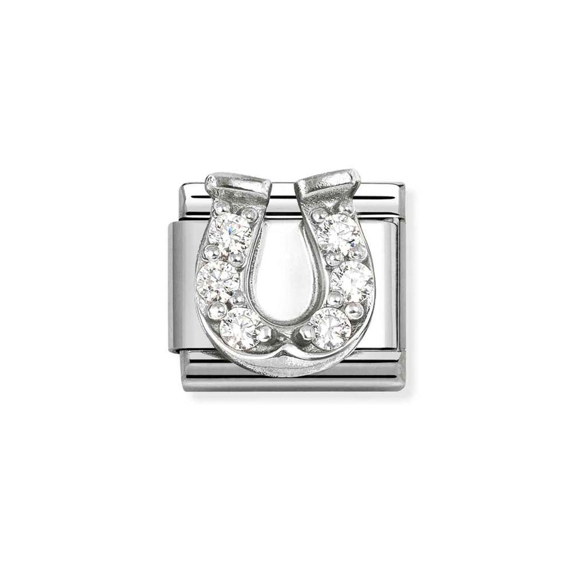 Composable CL SYMBOLS steel , Cubic zirconia and 925 sterling silver WHITE horseshoe