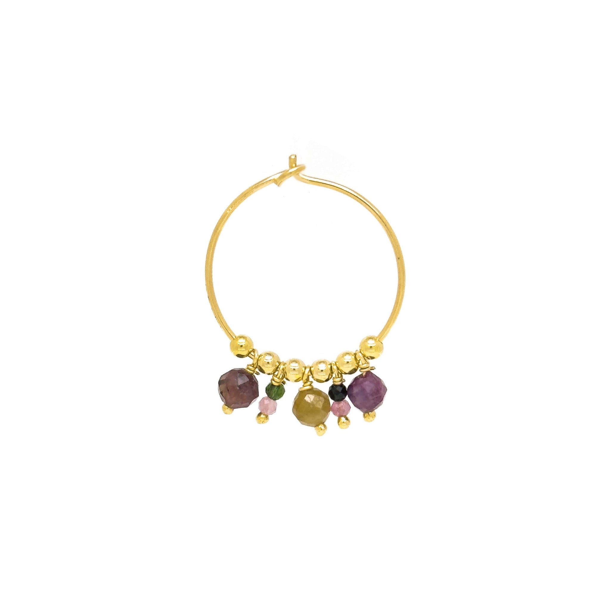 Tourmaline & Multi-Stone Hoop Earring