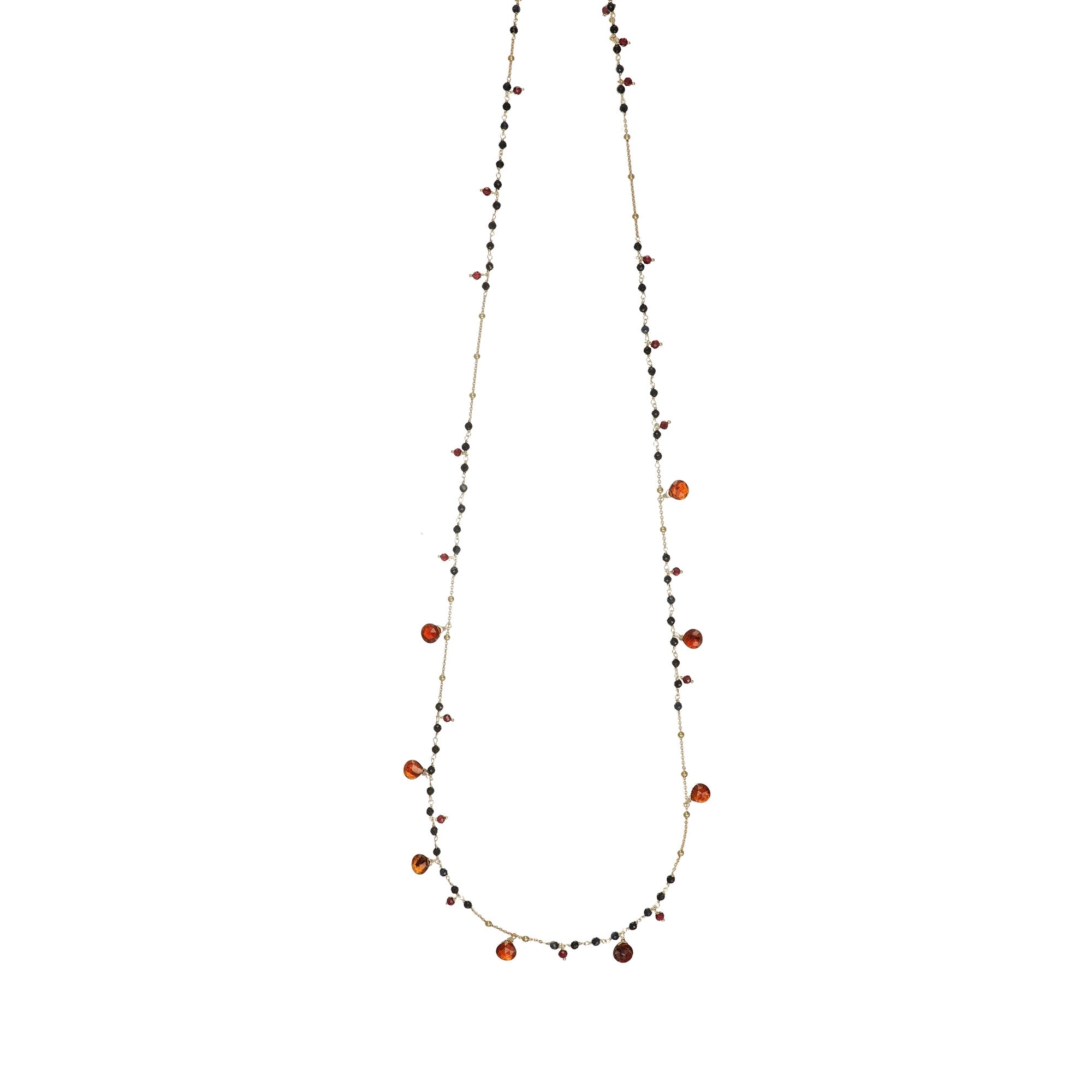 Coll. Lunga Zaffiro + Gocce Granato Long Necklace