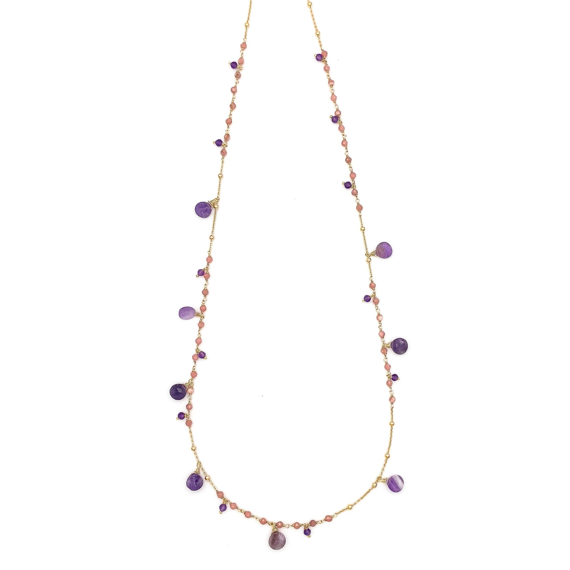 Coll. Lunga Ametista Rodocrosite Long Necklace