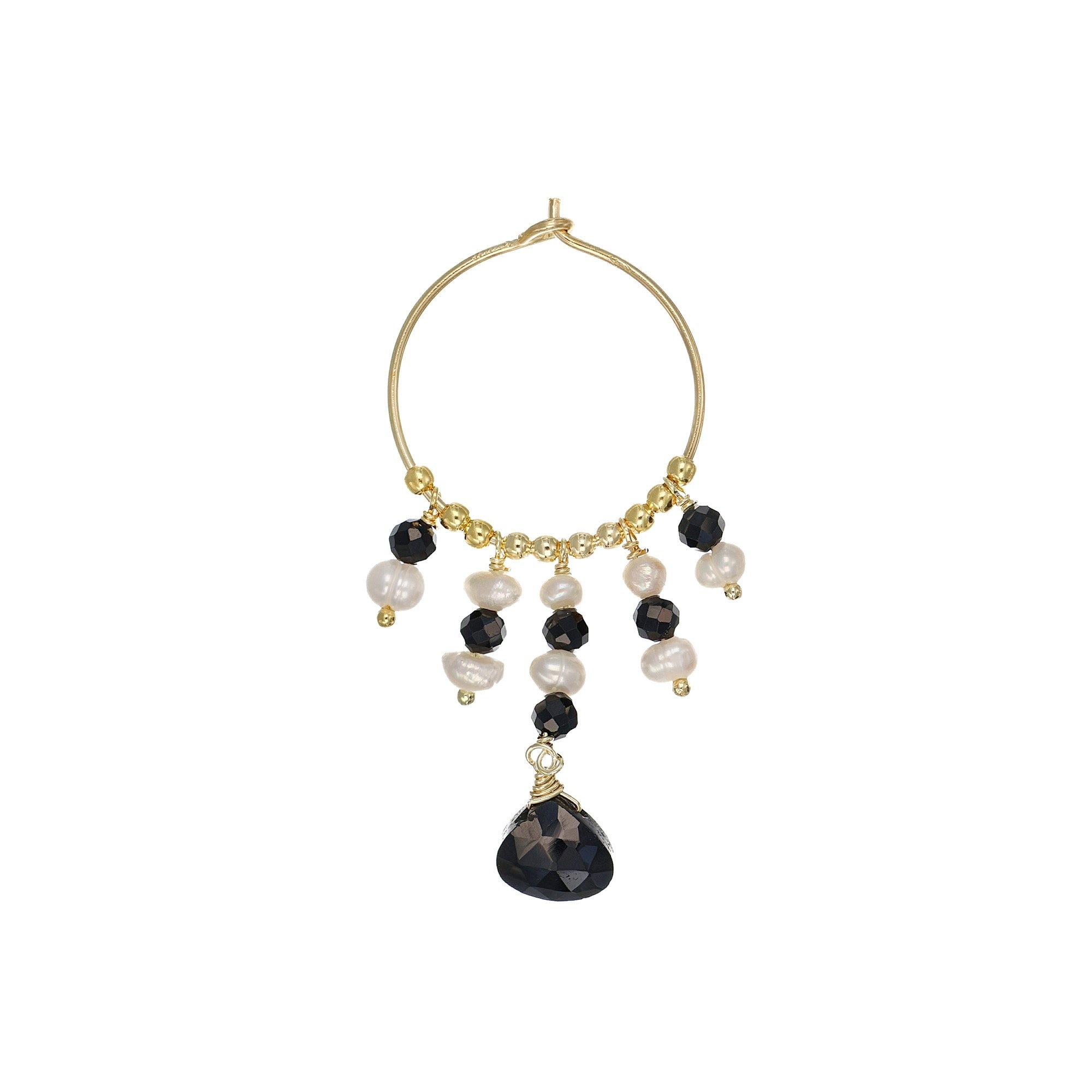 Pearl & Spinel Hoop Earring