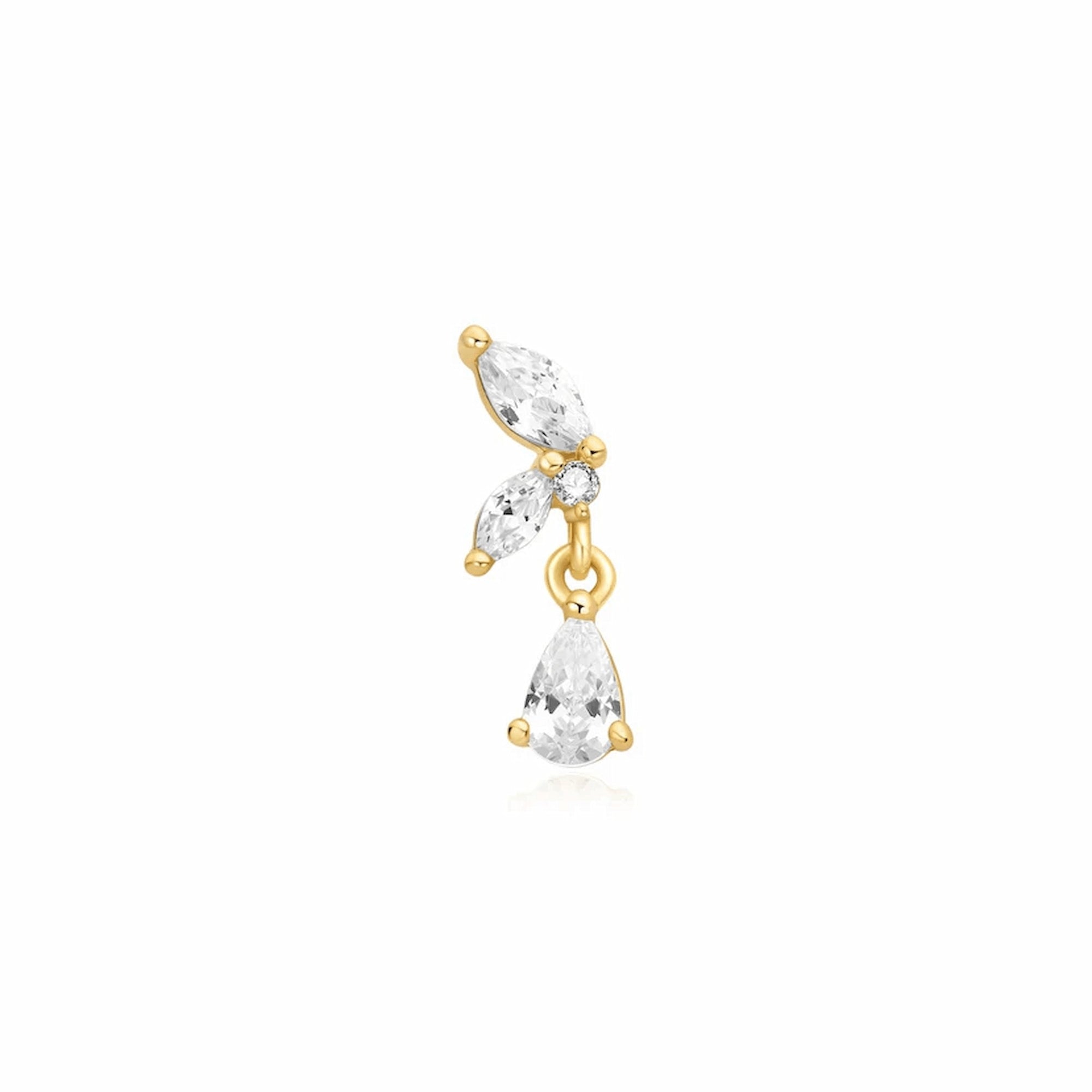 Gold Marquise Dangle Barbell Single Earring
