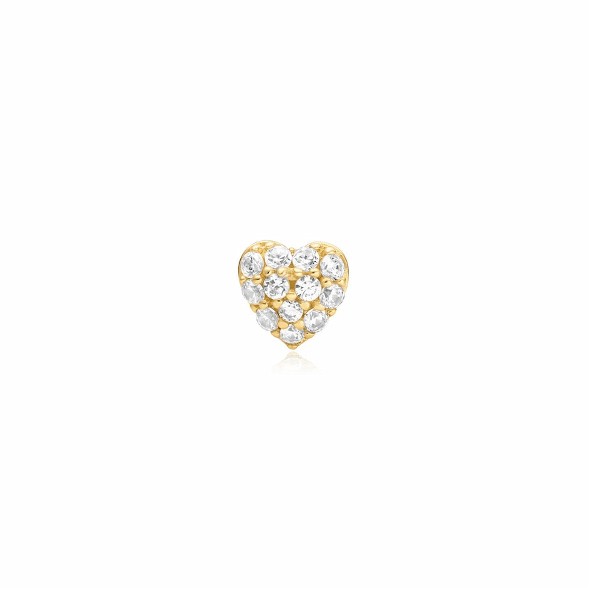 Gold Pavé Heart Barbell Single Earring