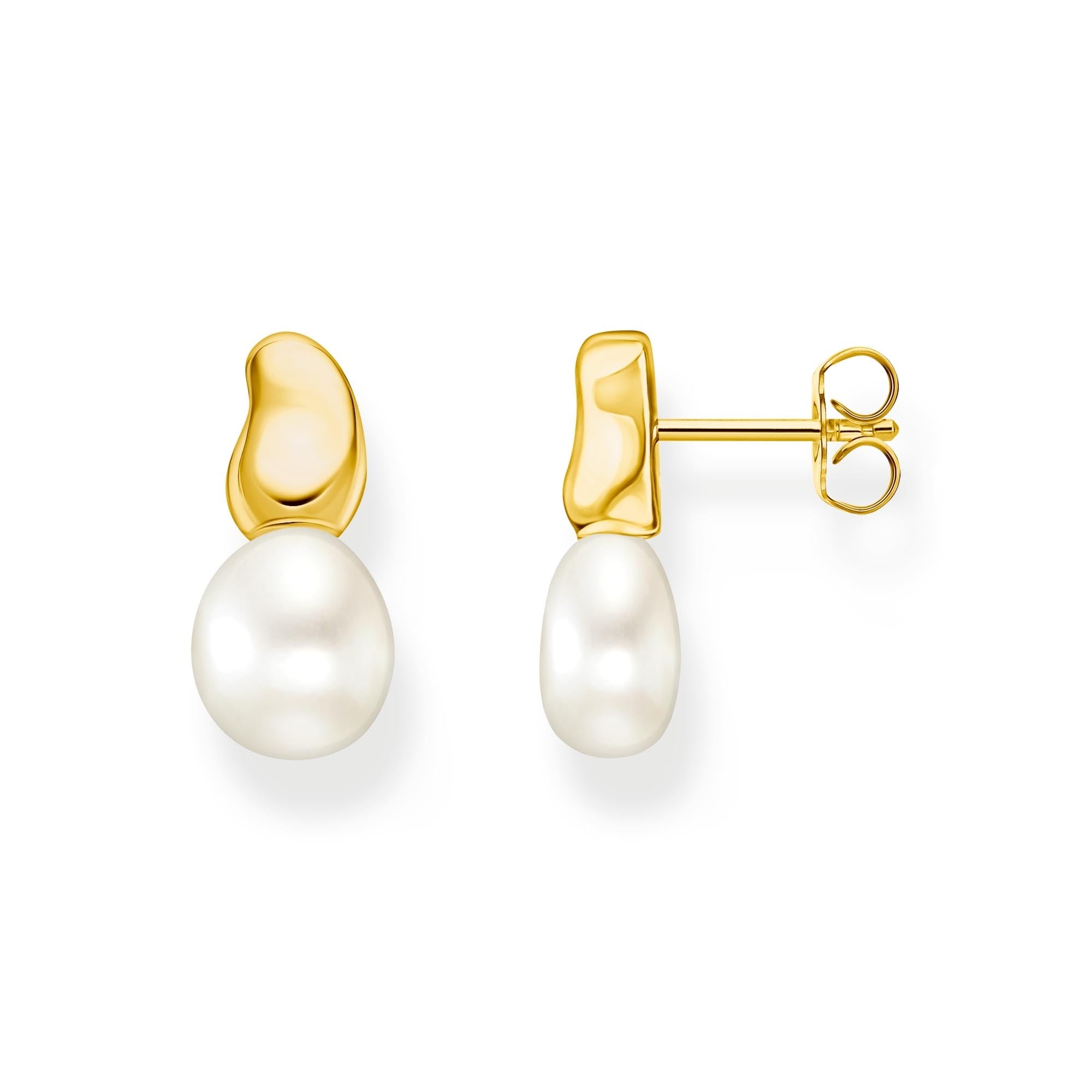 Gold-Plated Ear Studs with Freshwater Pearls Natural Beauty