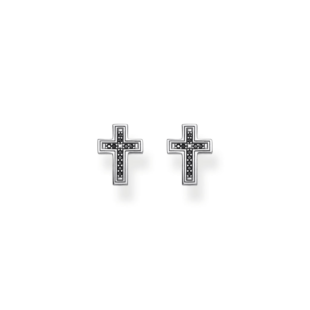 Ear Studs Cross Black
