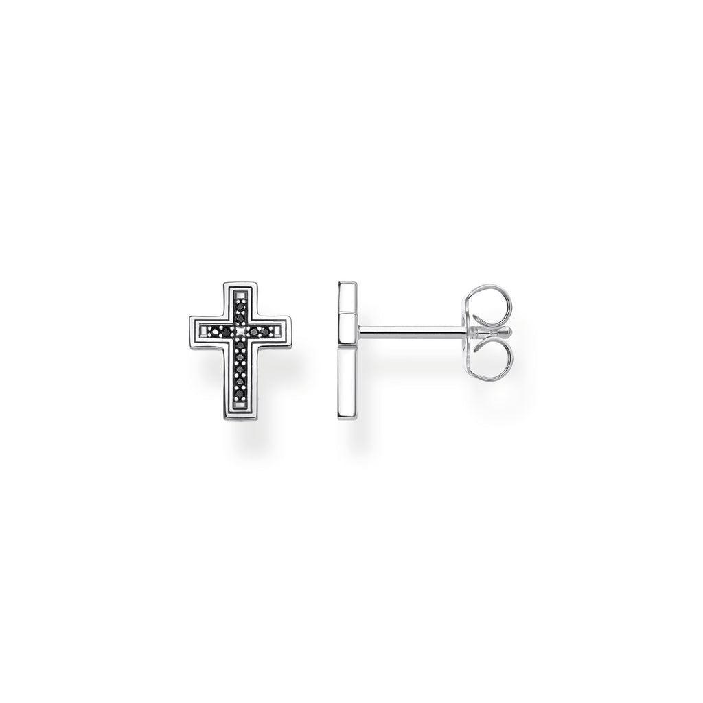 Ear Studs Cross Black