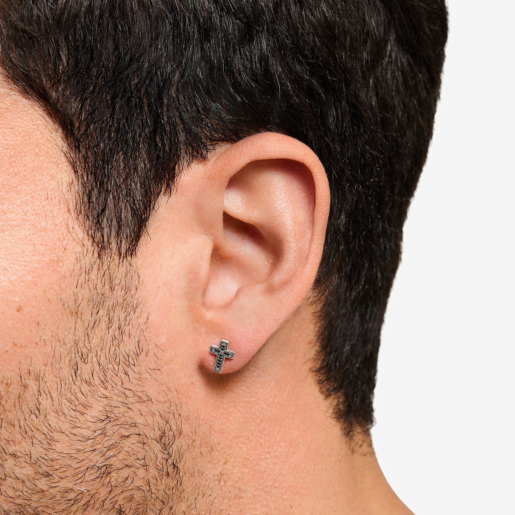 Ear Studs Cross Black