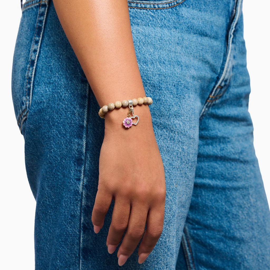 Silver Bracelet with Daisy Jasper Beads