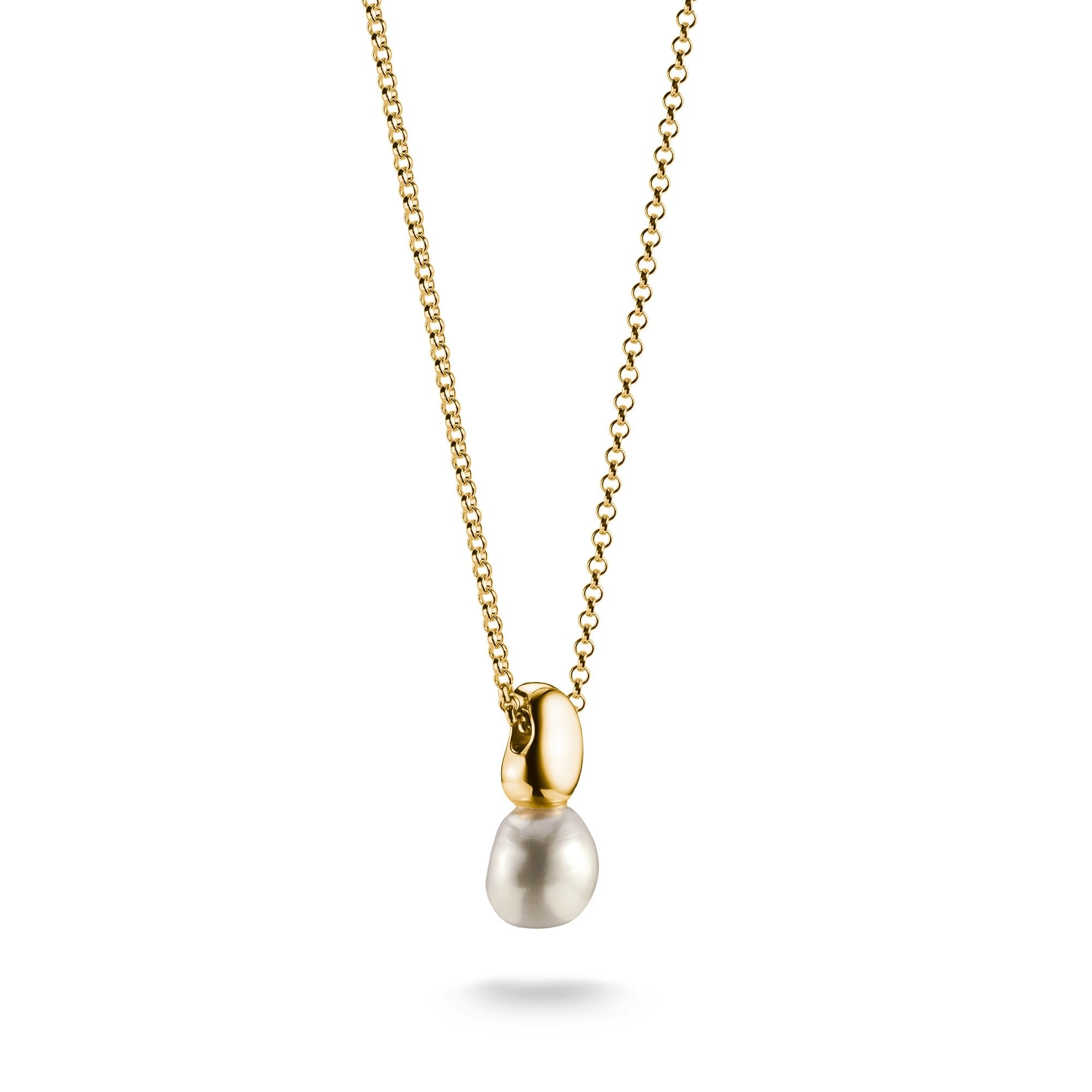 Gold-Plated Necklace with Pearl Pendant Natural Beauty