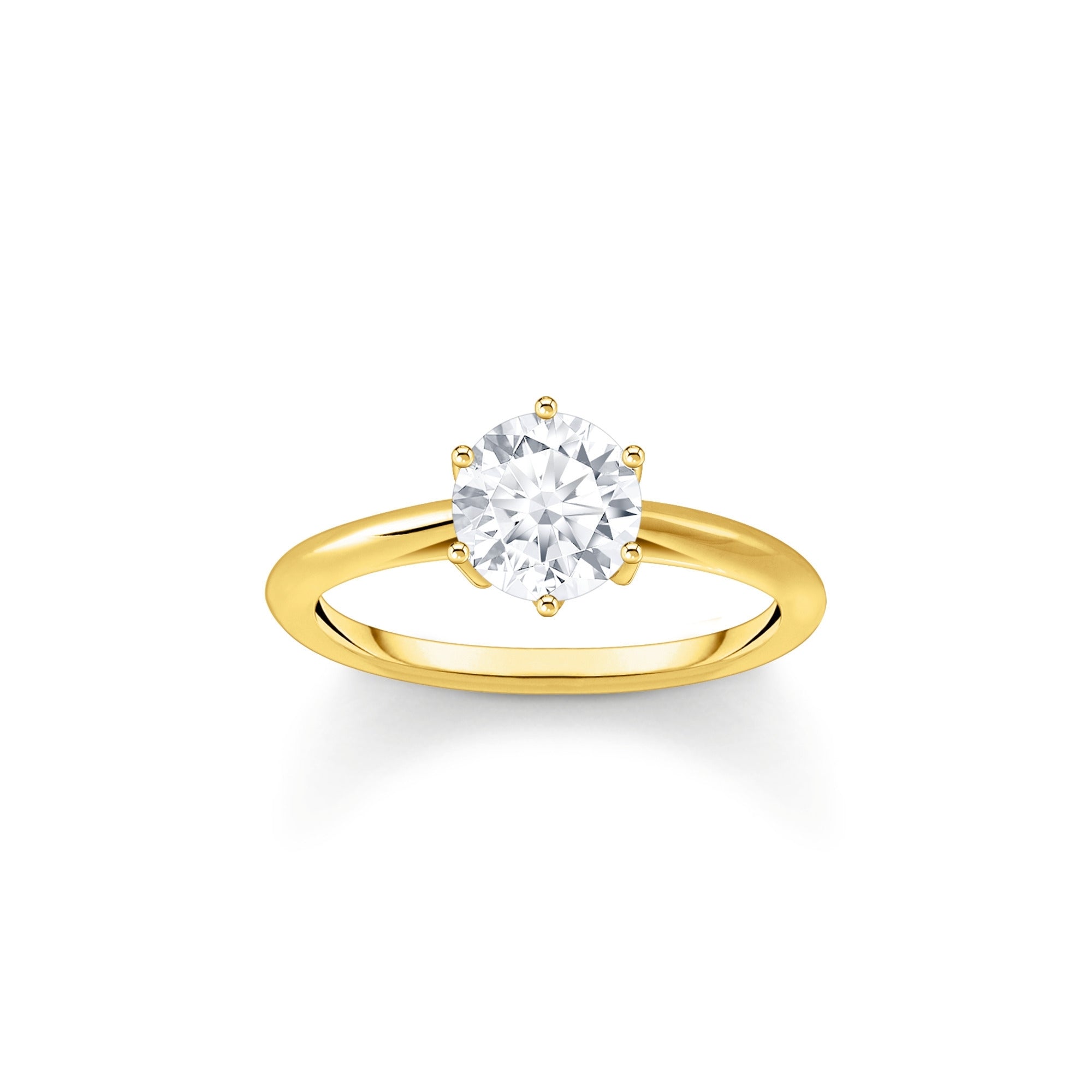 Gold-plated ring with white zirconia in brilliant cut