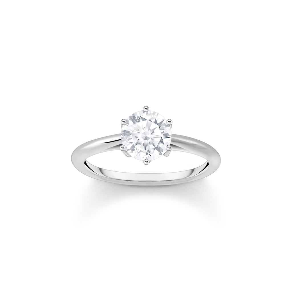 Silver Ring with White Zirconia In Brilliant Cut