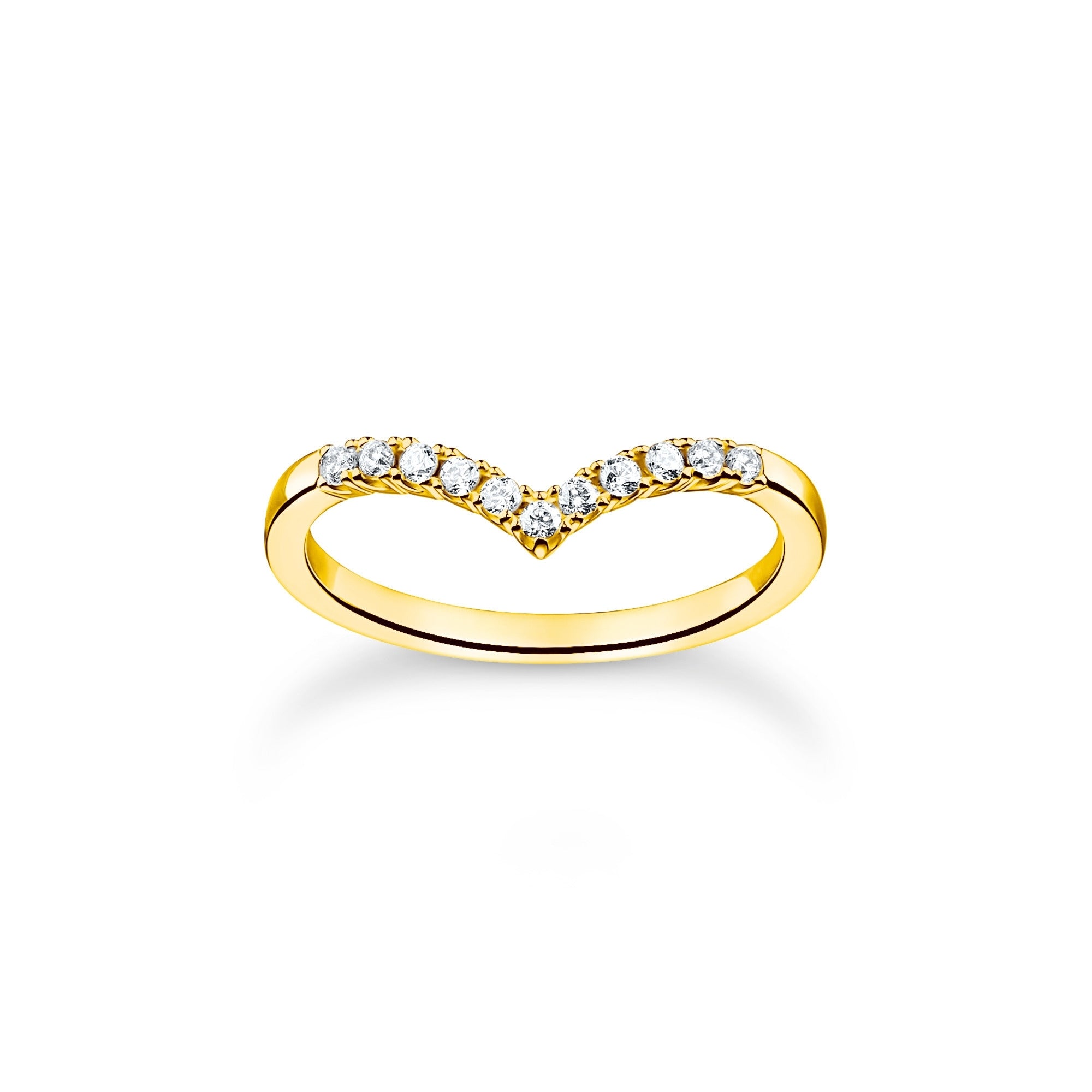 Ring V-Shape with White Stones Gold