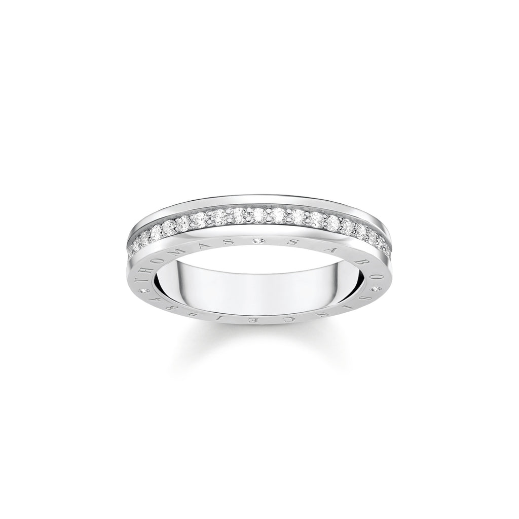Ring with White Stones Pavé Silver