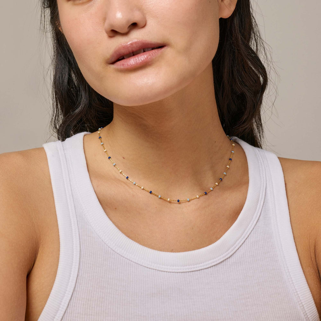 Necklace, Lola, Gold, Marine