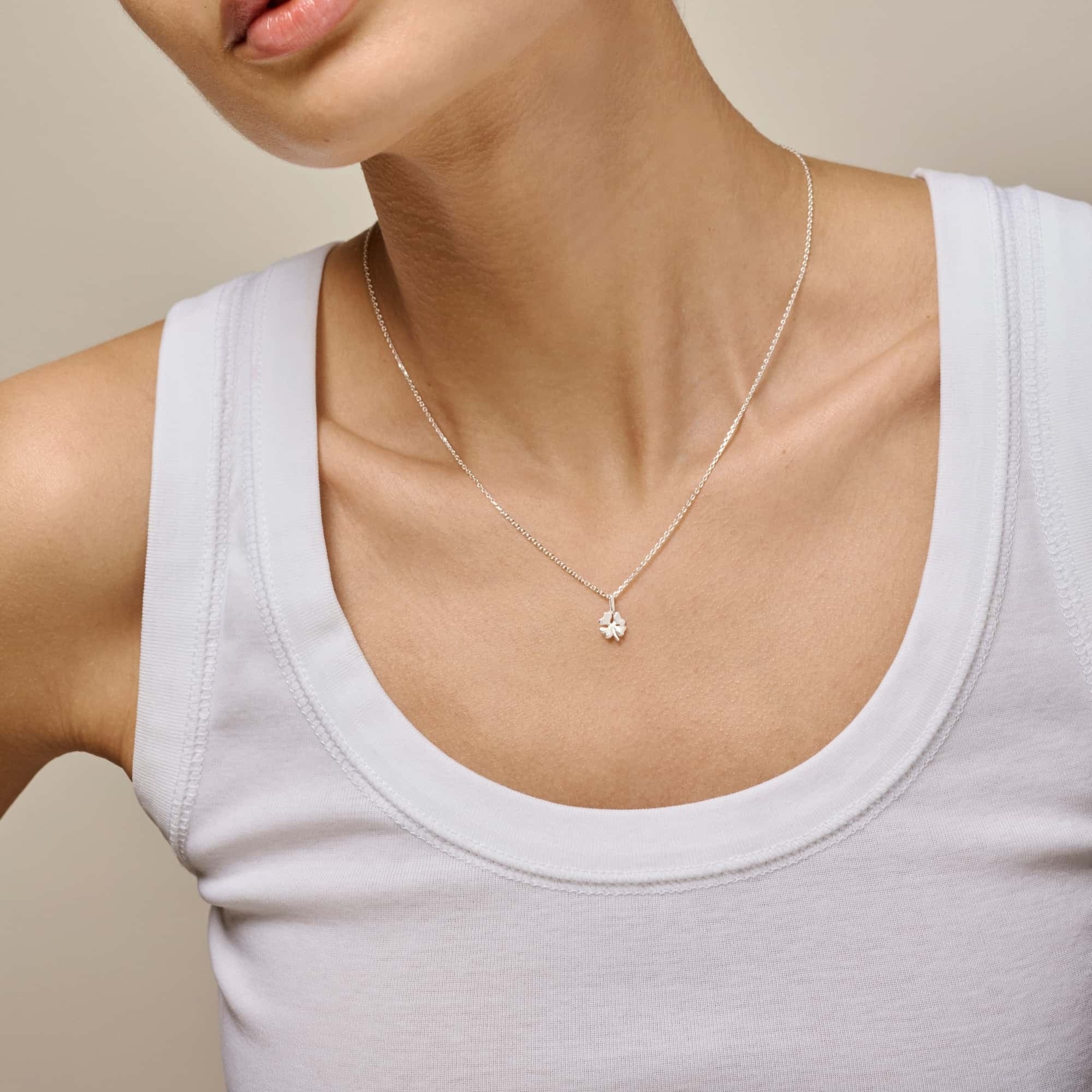 Necklace, Four-Leaf Clover, Silver