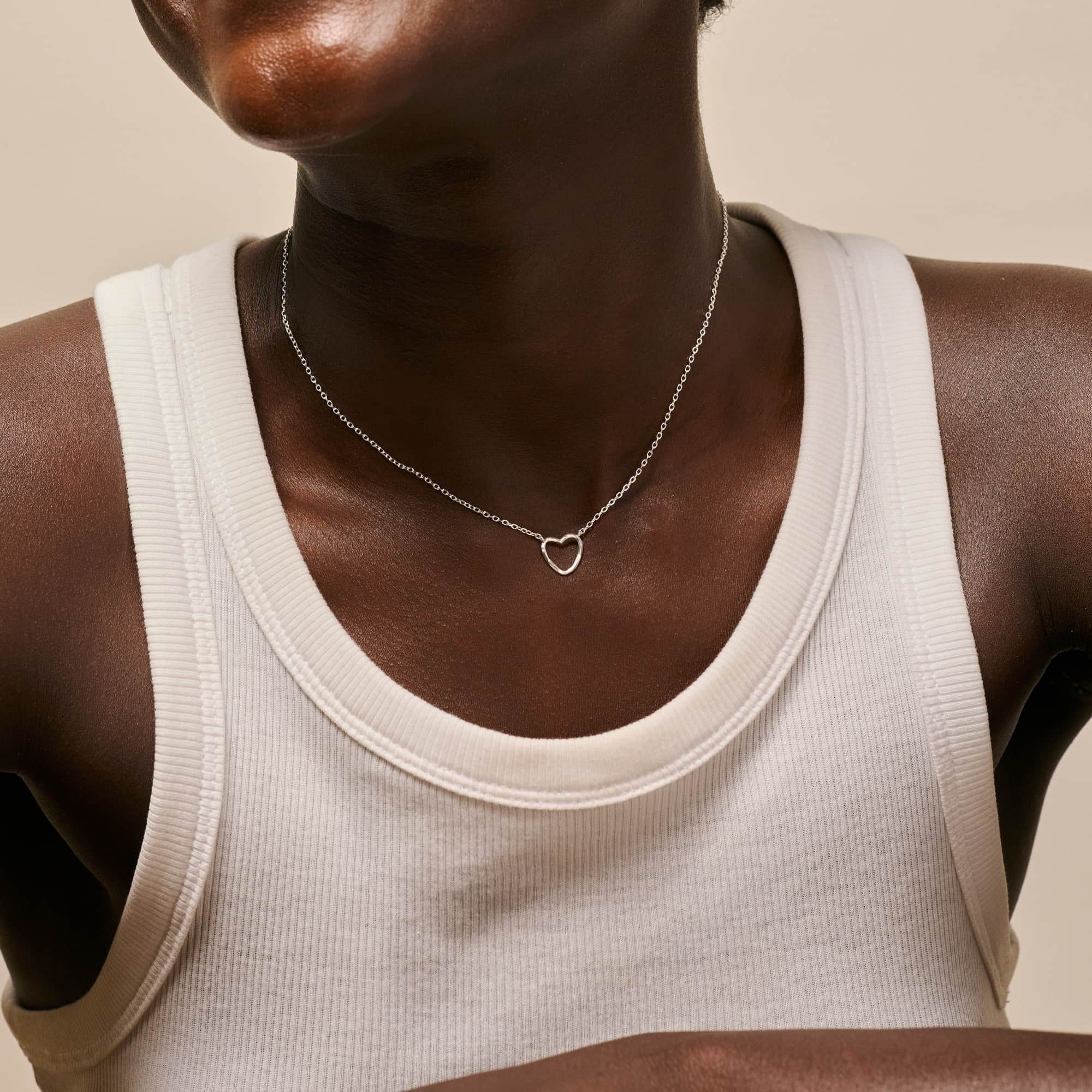 Necklace, Organic Heart, Silver