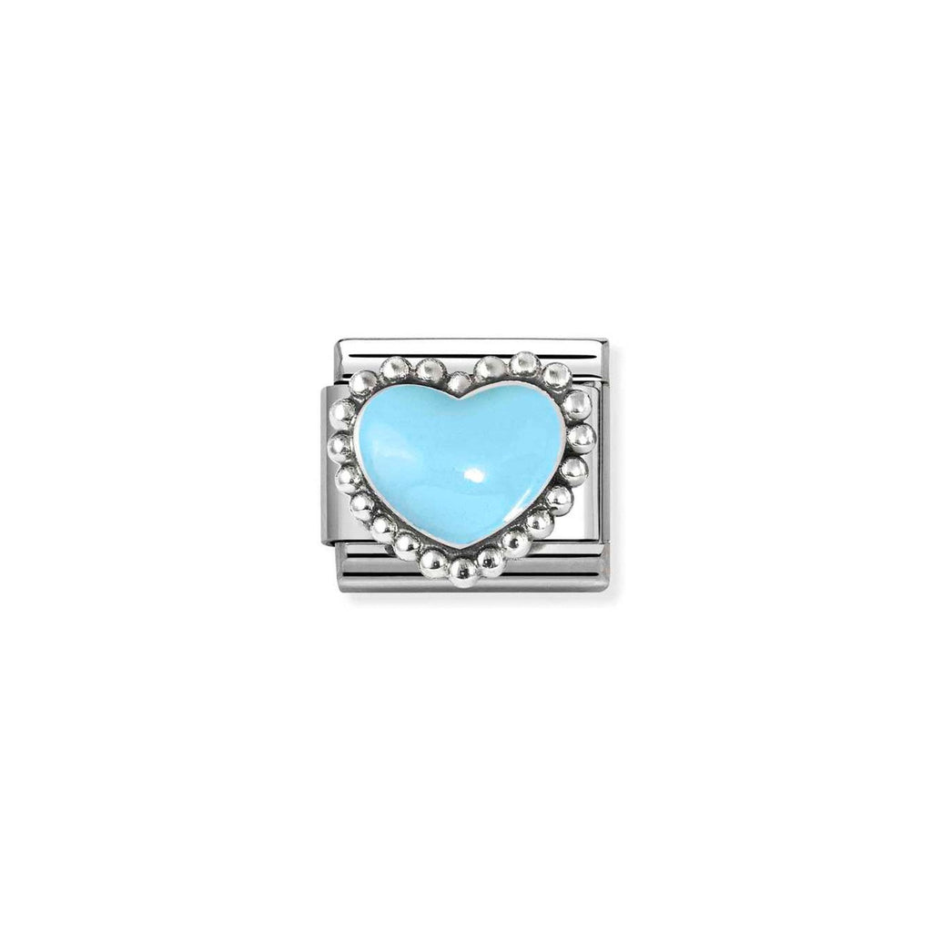 Composable Classic SYMBOLS in stainless steel, enamel and 925 sterling silver Blue raised heart