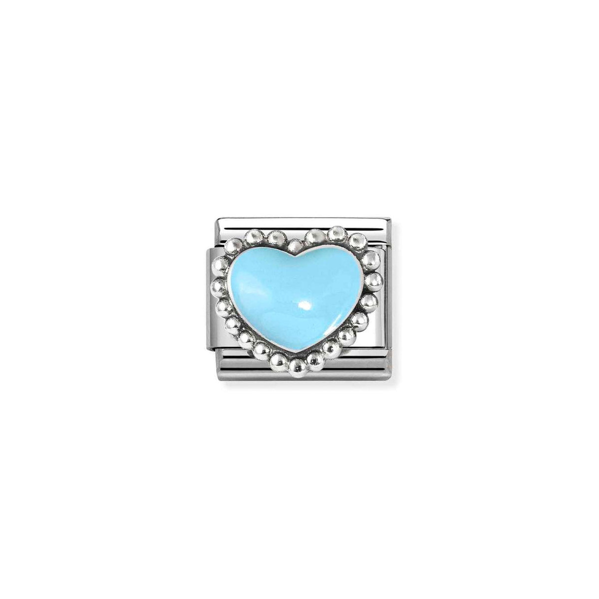 Composable Classic SYMBOLS in stainless steel, enamel and 925 sterling silver Blue raised heart