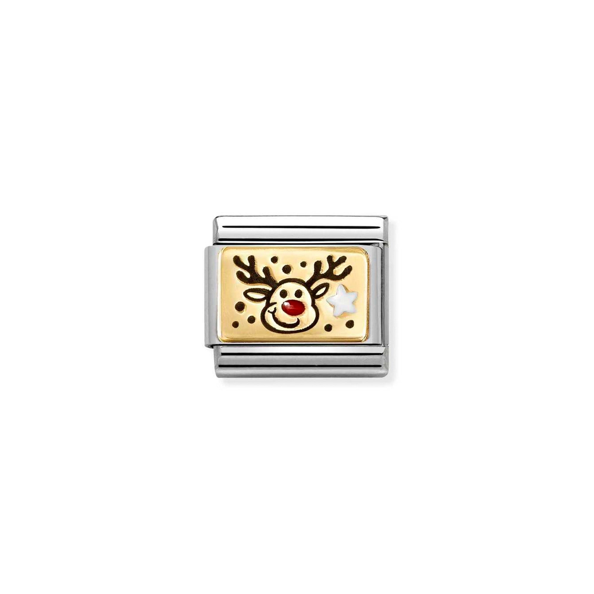 Composable Classic PLATES (IC) in steel, enamel and 18k gold Reindeer RED nose