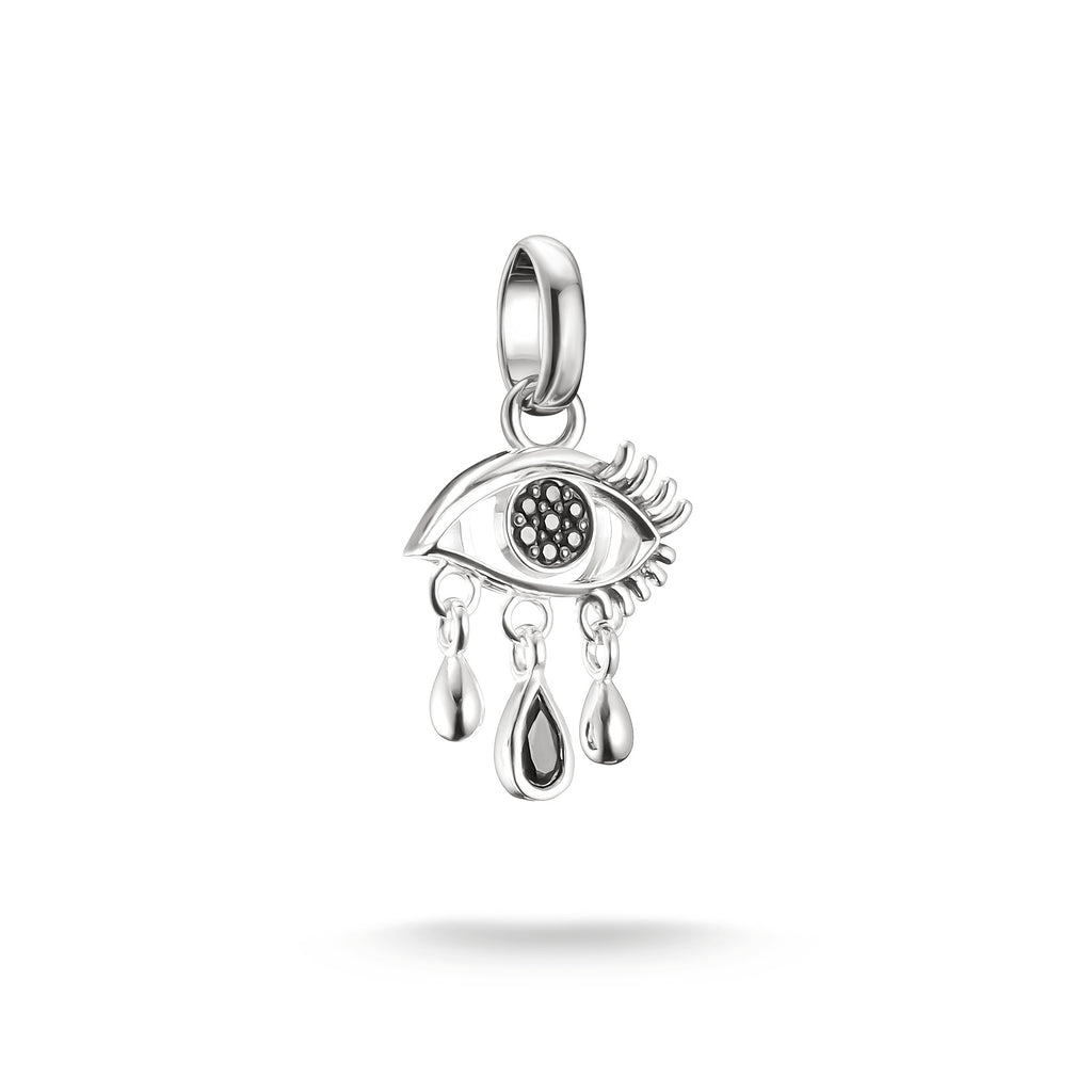 Silver Charm Pendant Black Tears Wednesday Zirconia Connect