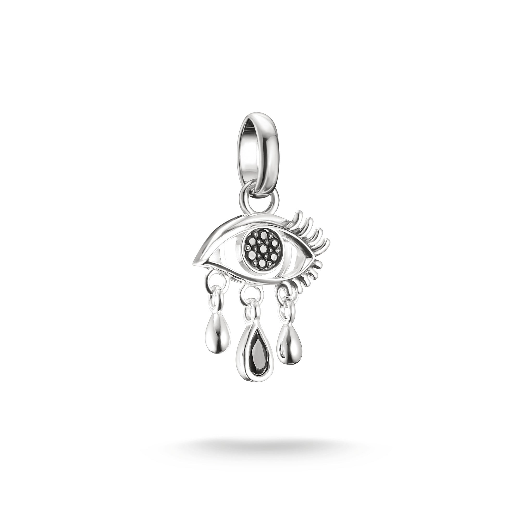 Silver Charm Pendant Black Tears Wednesday Zirconia Connect