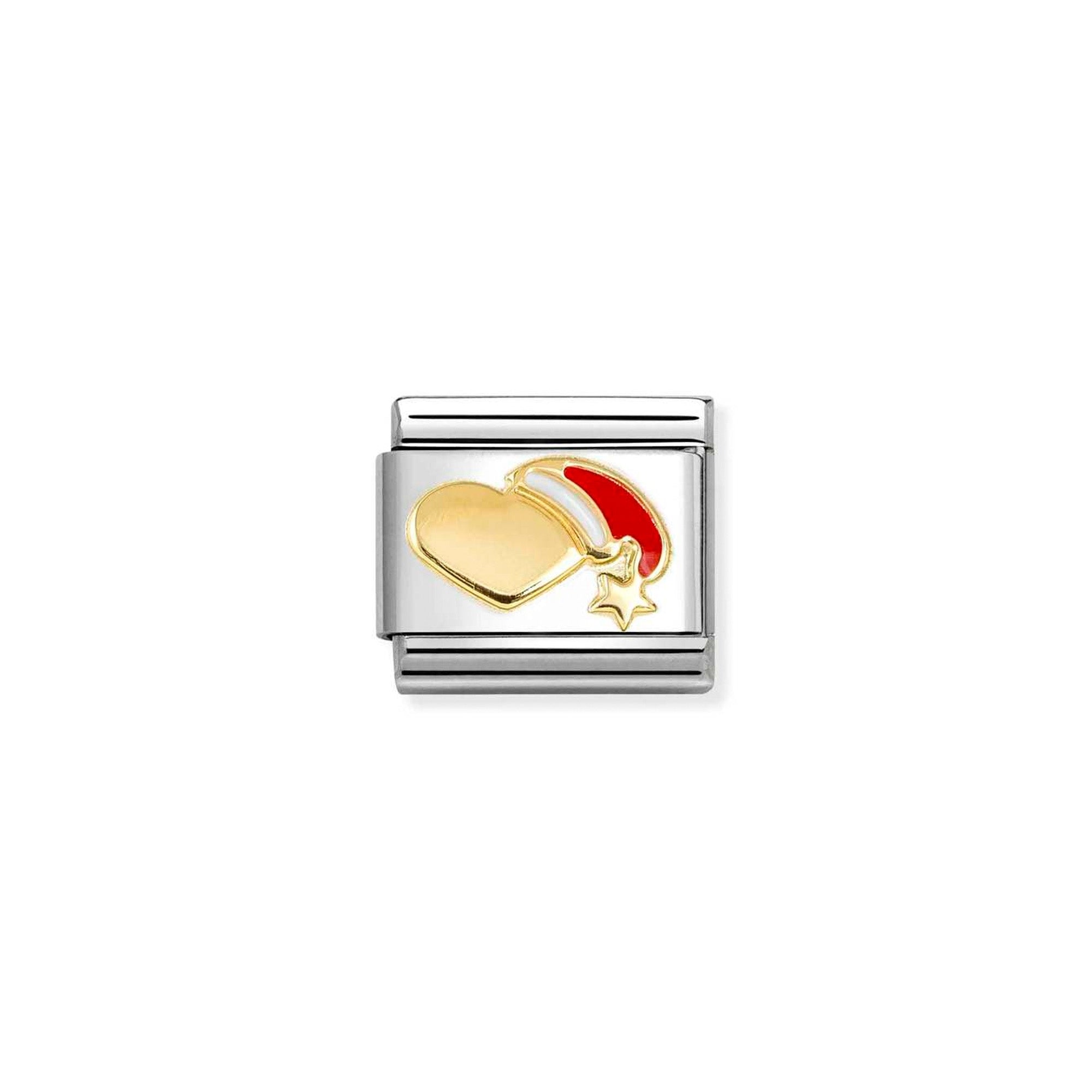 COMPOSABLE Classic CHRISTMAS in stainless steel with enamel and 18k gold Heart with RED hat