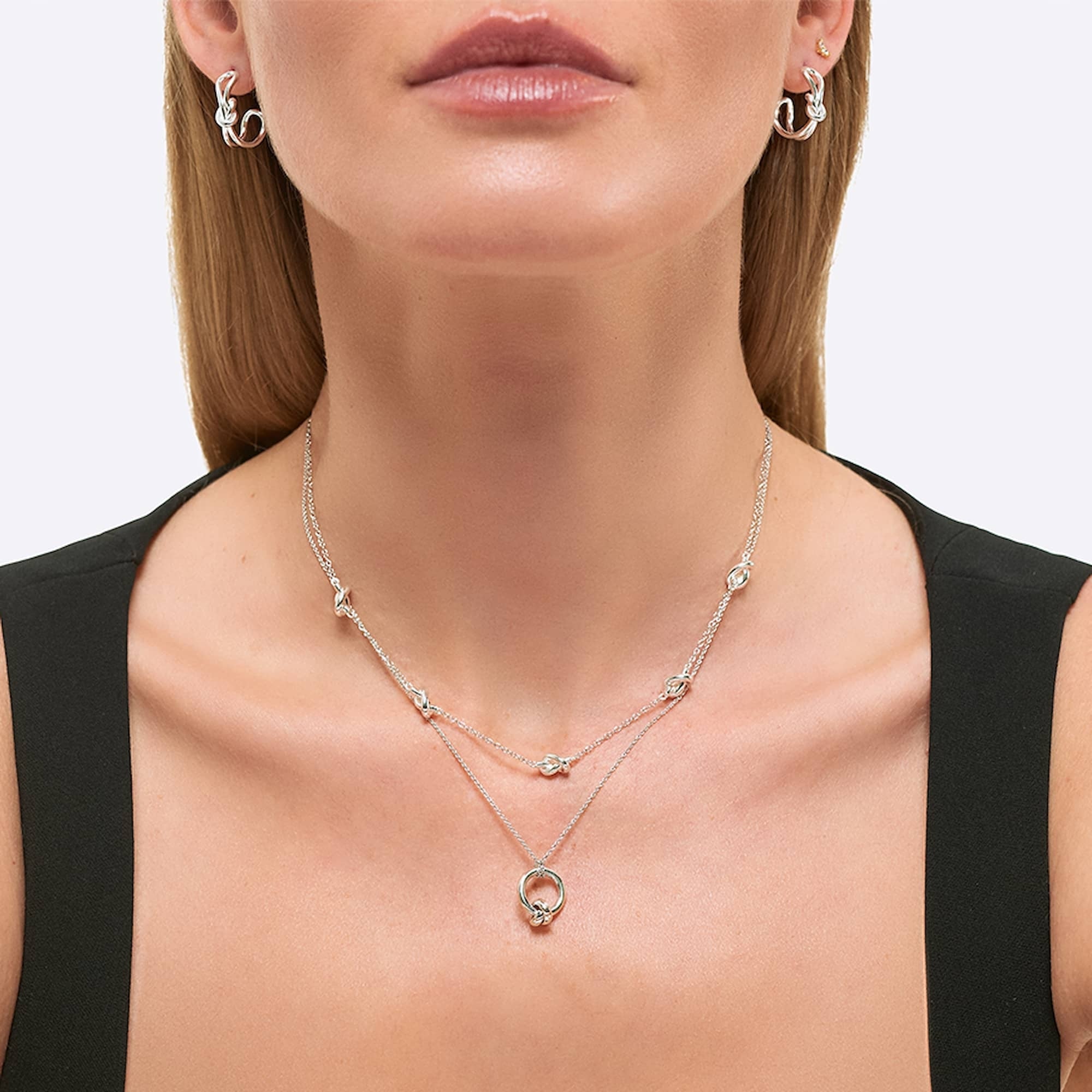 Swirl Hoop Earrings - Silver