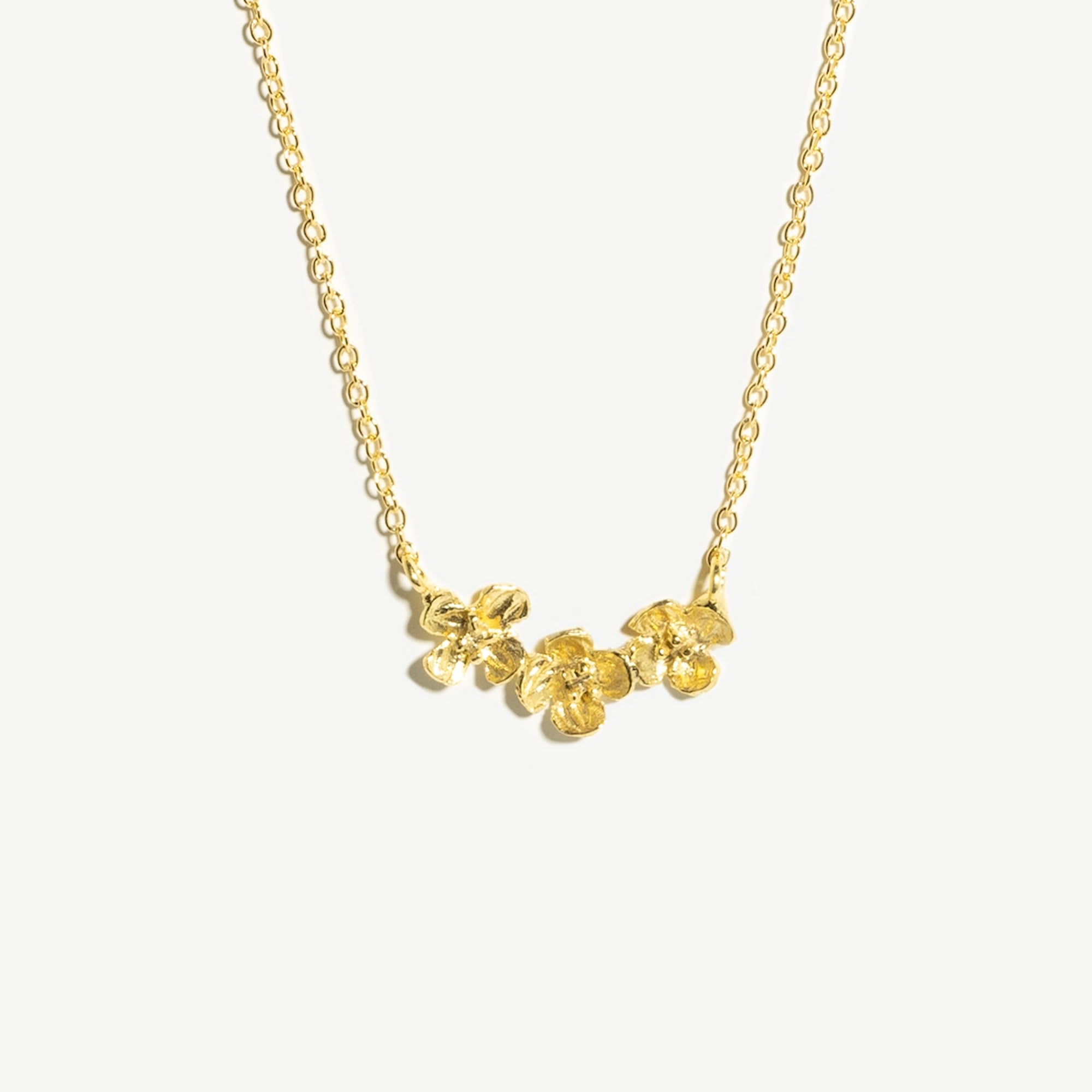 Three Little Flowers Necklace - Gold