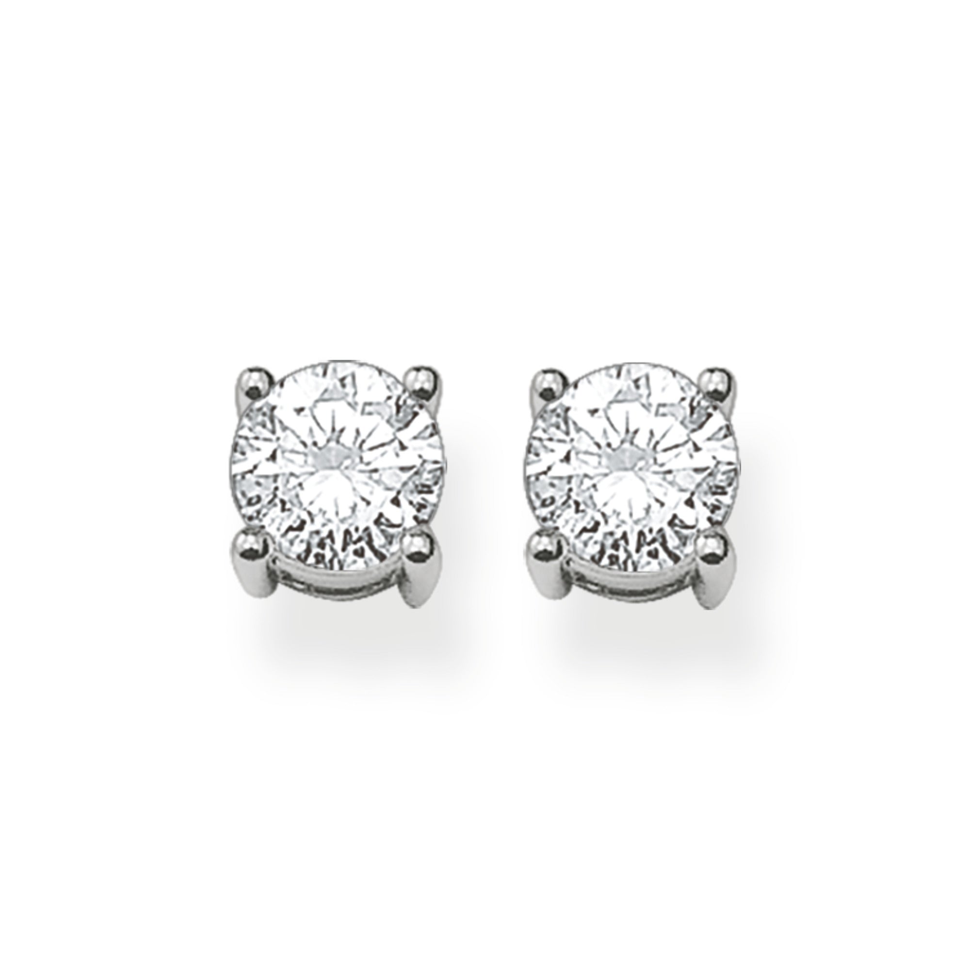 Ear studs - round white stone