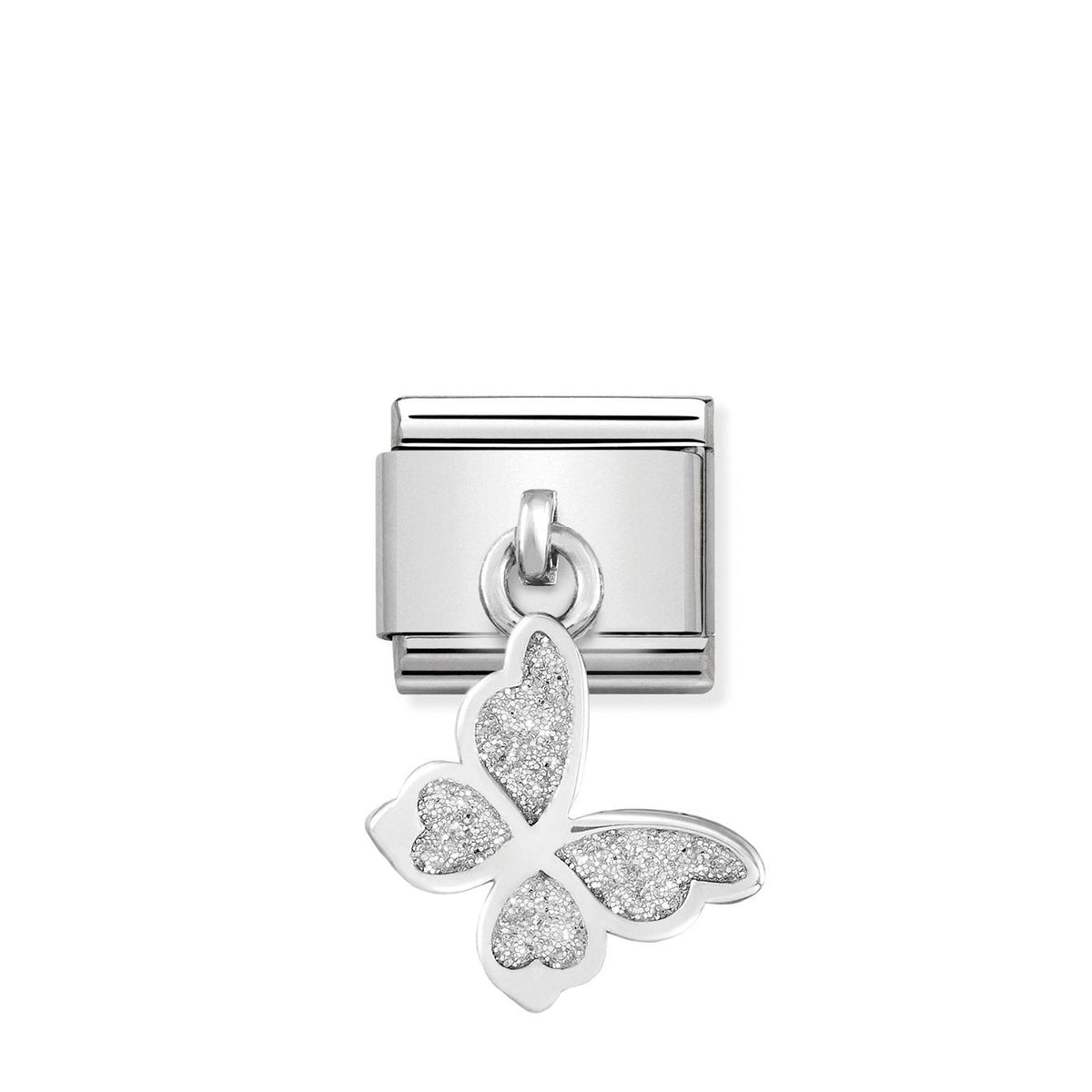 Composable Classic CHARMS steel, 925 sterling silver and enamel Glitter butterfly