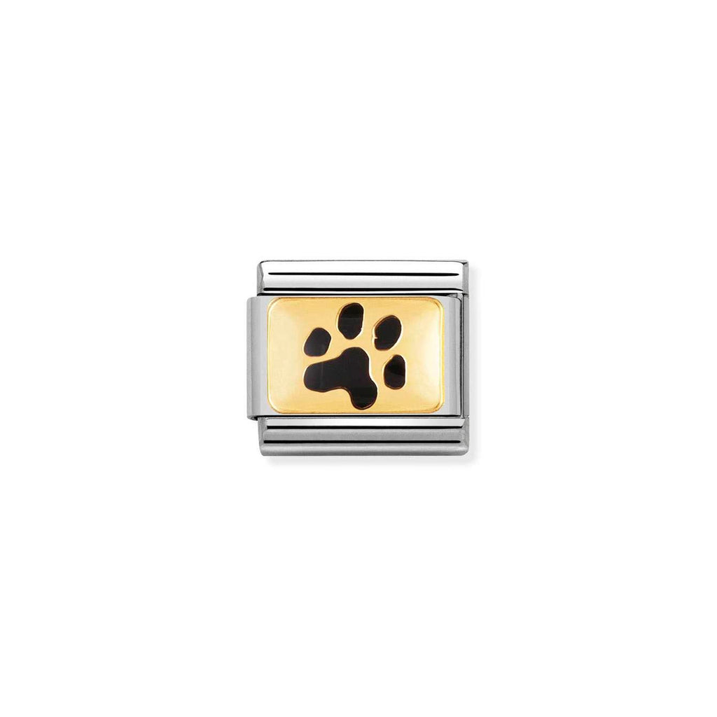 Composable Classic PLATES steel , enamel and 18k gold Paw print