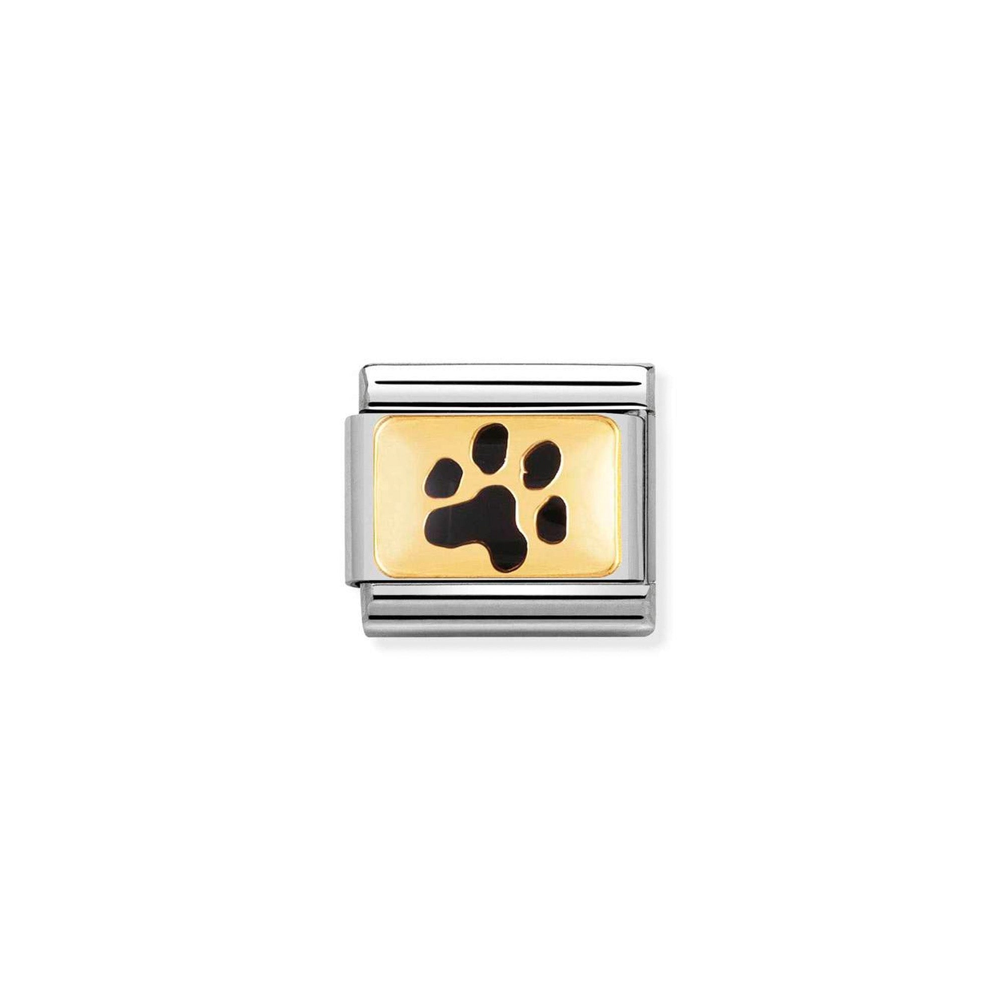 Composable Classic PLATES steel , enamel and 18k gold Paw print