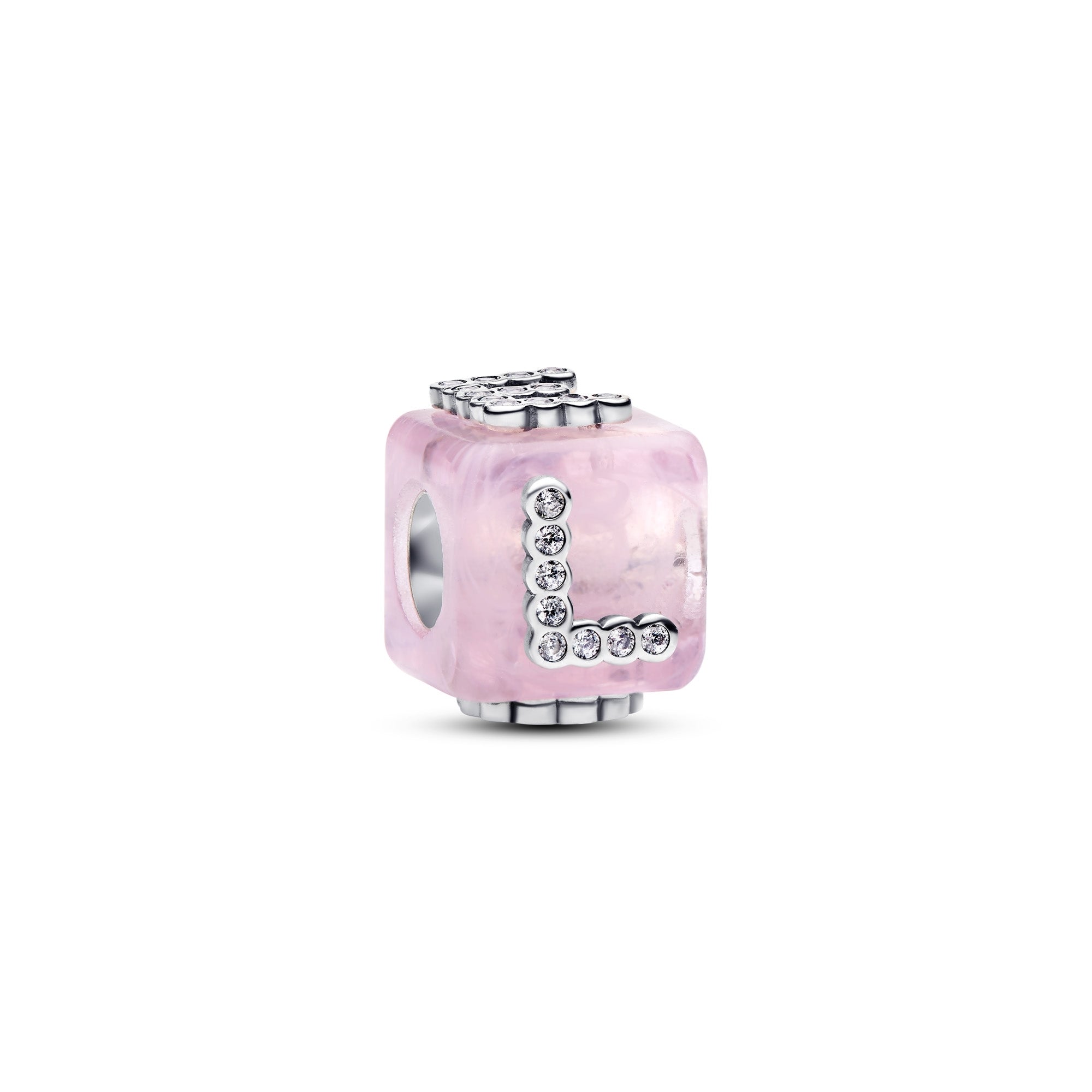 Pink Murano Glass Love Cube Charm