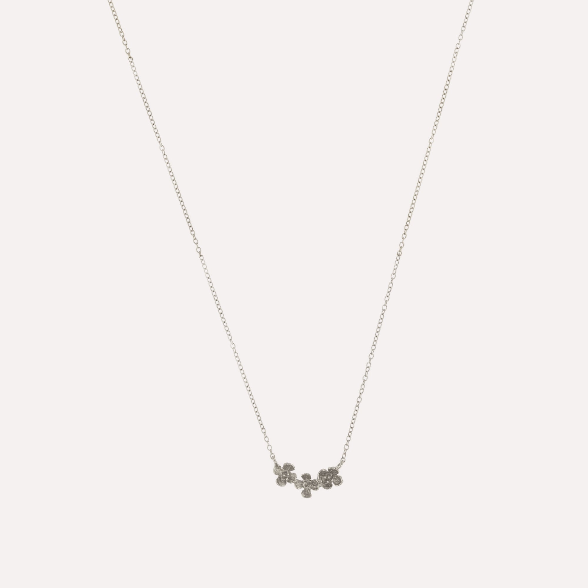 Three Little Flowers Necklace - Silver
