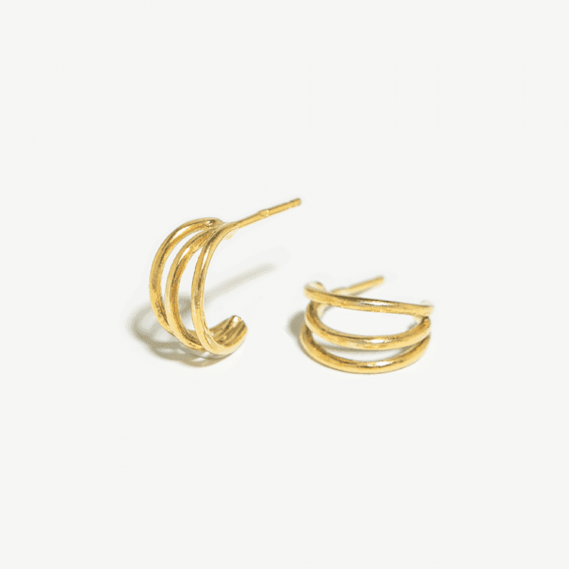 Triple Hoop Earrings - Gold