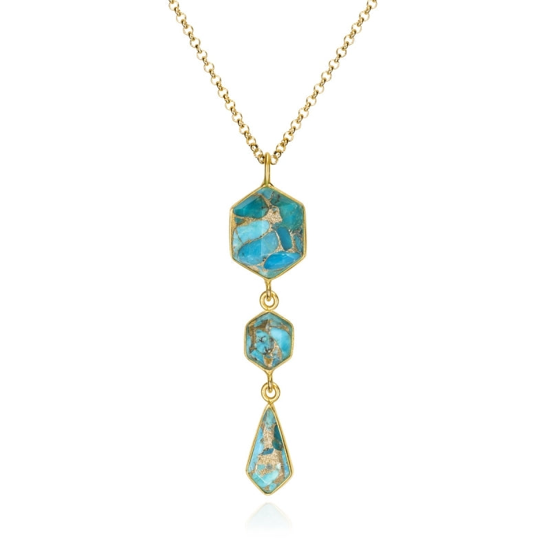 TURQUOISE Pendant sterling silver/gold vermeil