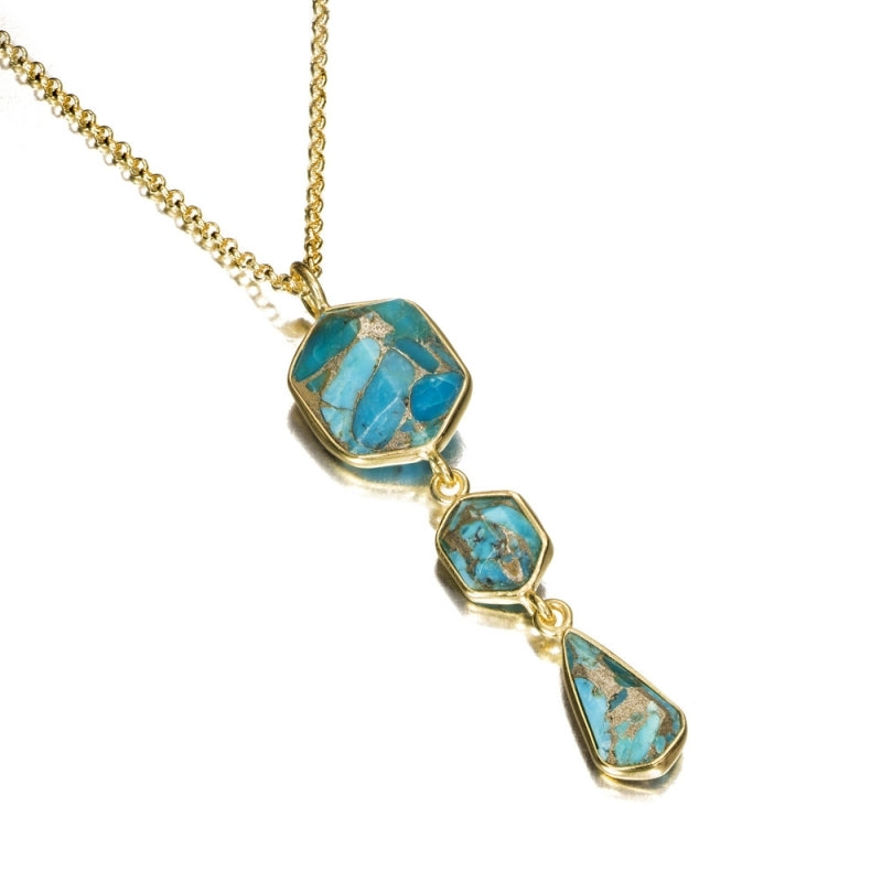 TURQUOISE Pendant sterling silver/gold vermeil