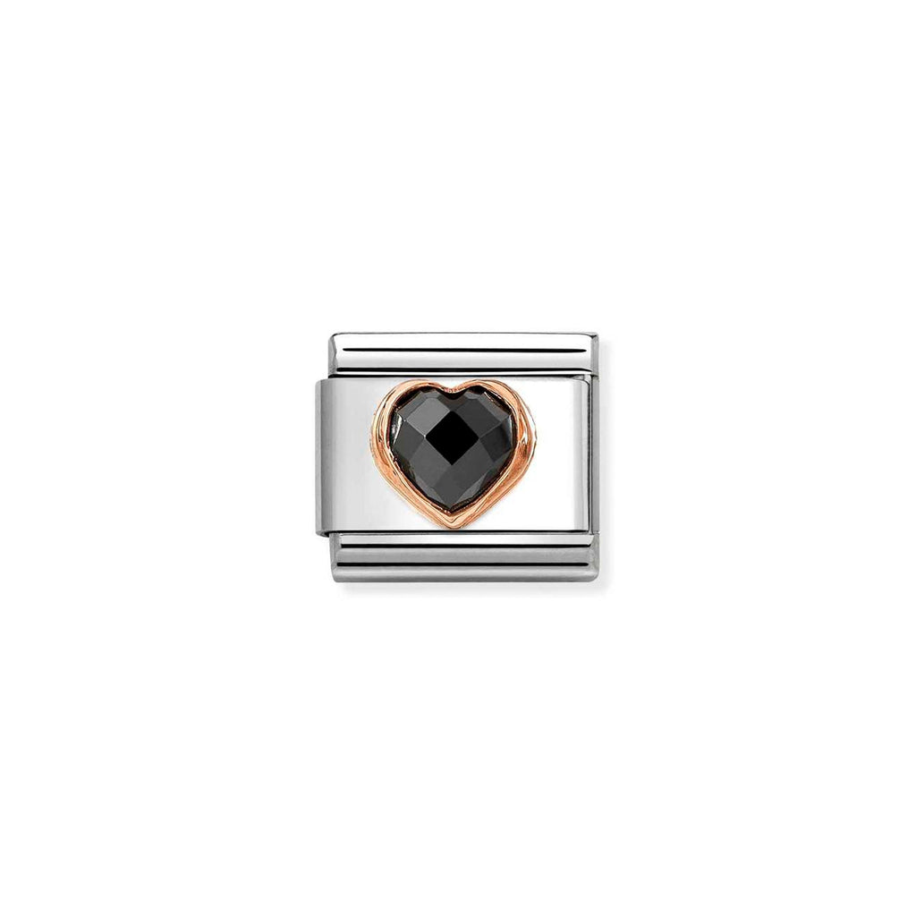 Charm, Composable Link, Heart with Black CZ