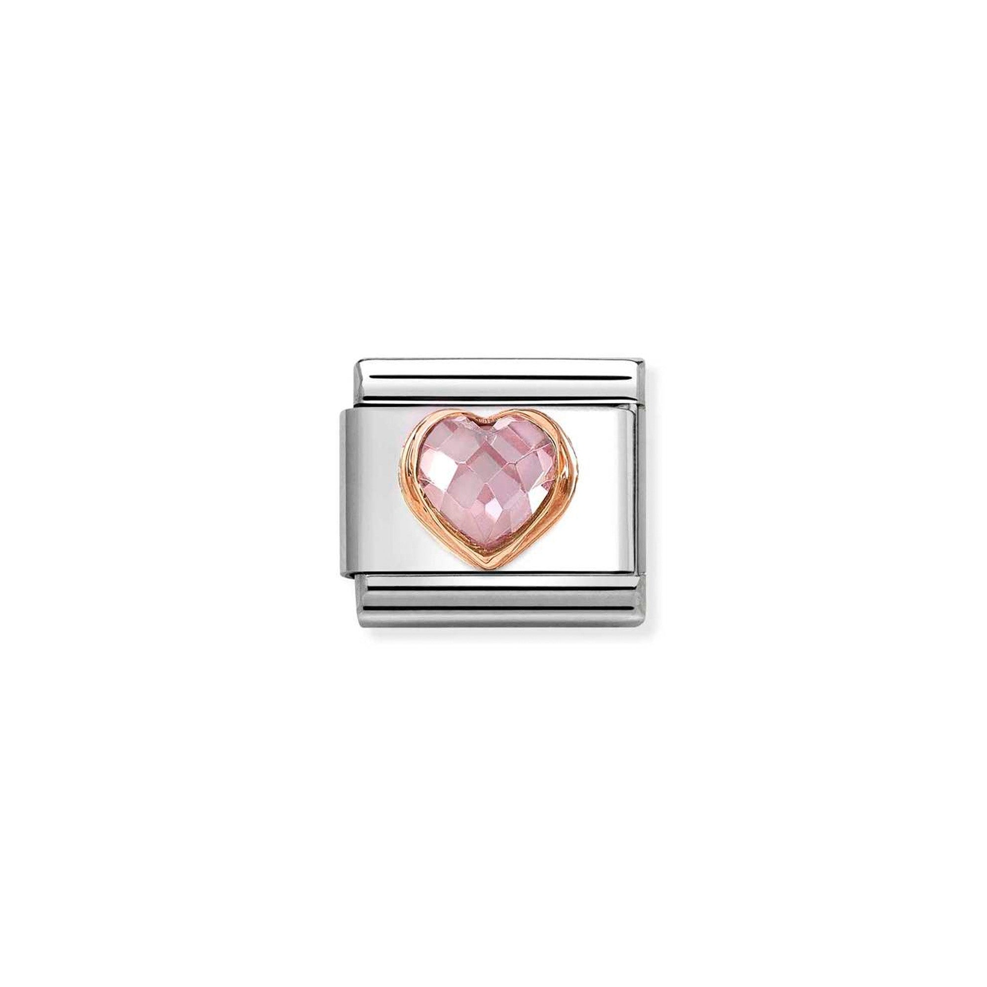 Composable Classic C.Z. FACETED HEART steel, 375 gold PINK