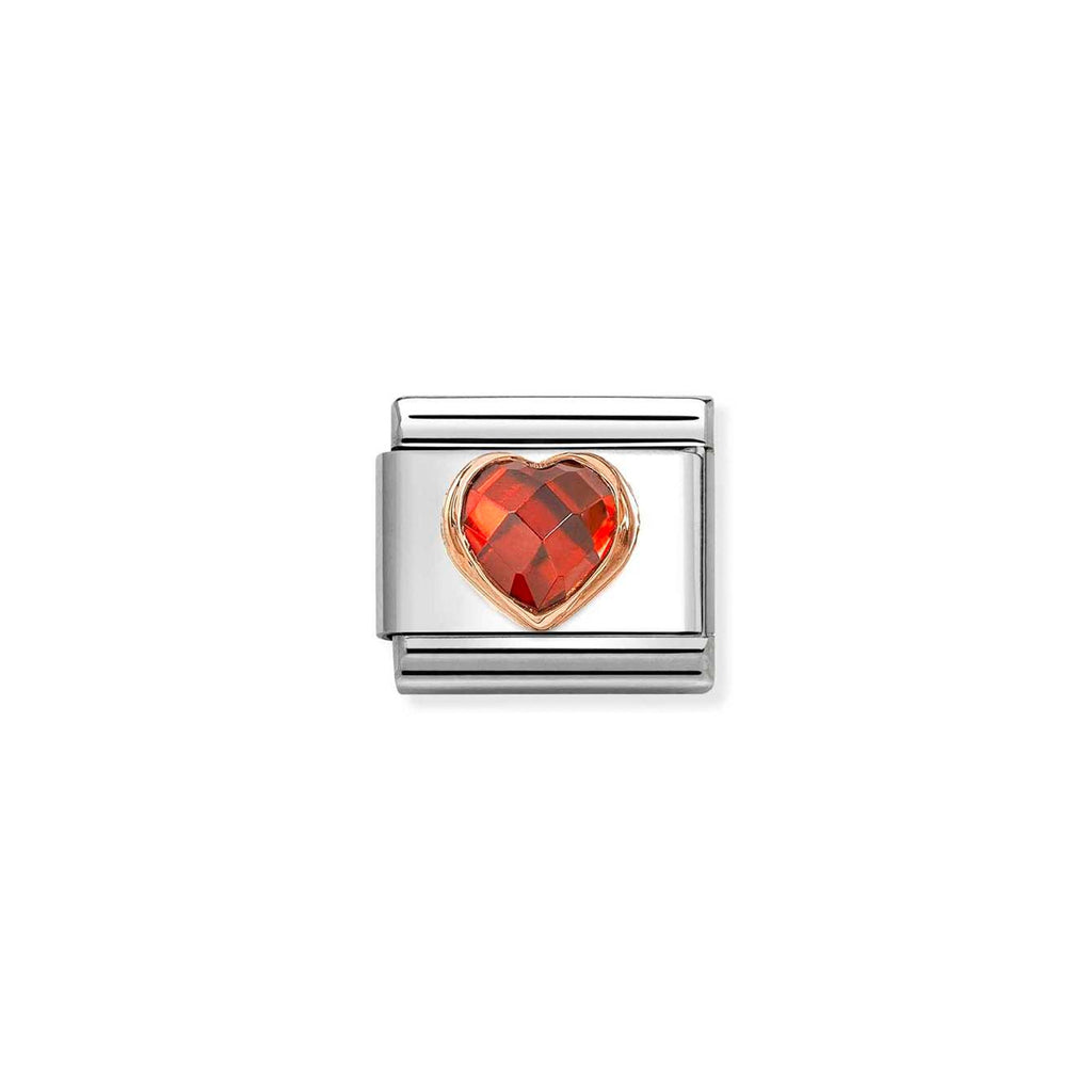 Charm, Composable Link, Red faceted Heart