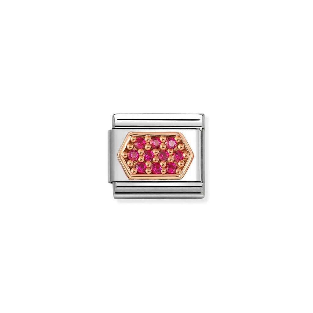 Charm, Composable Link, Red Pavé Hex