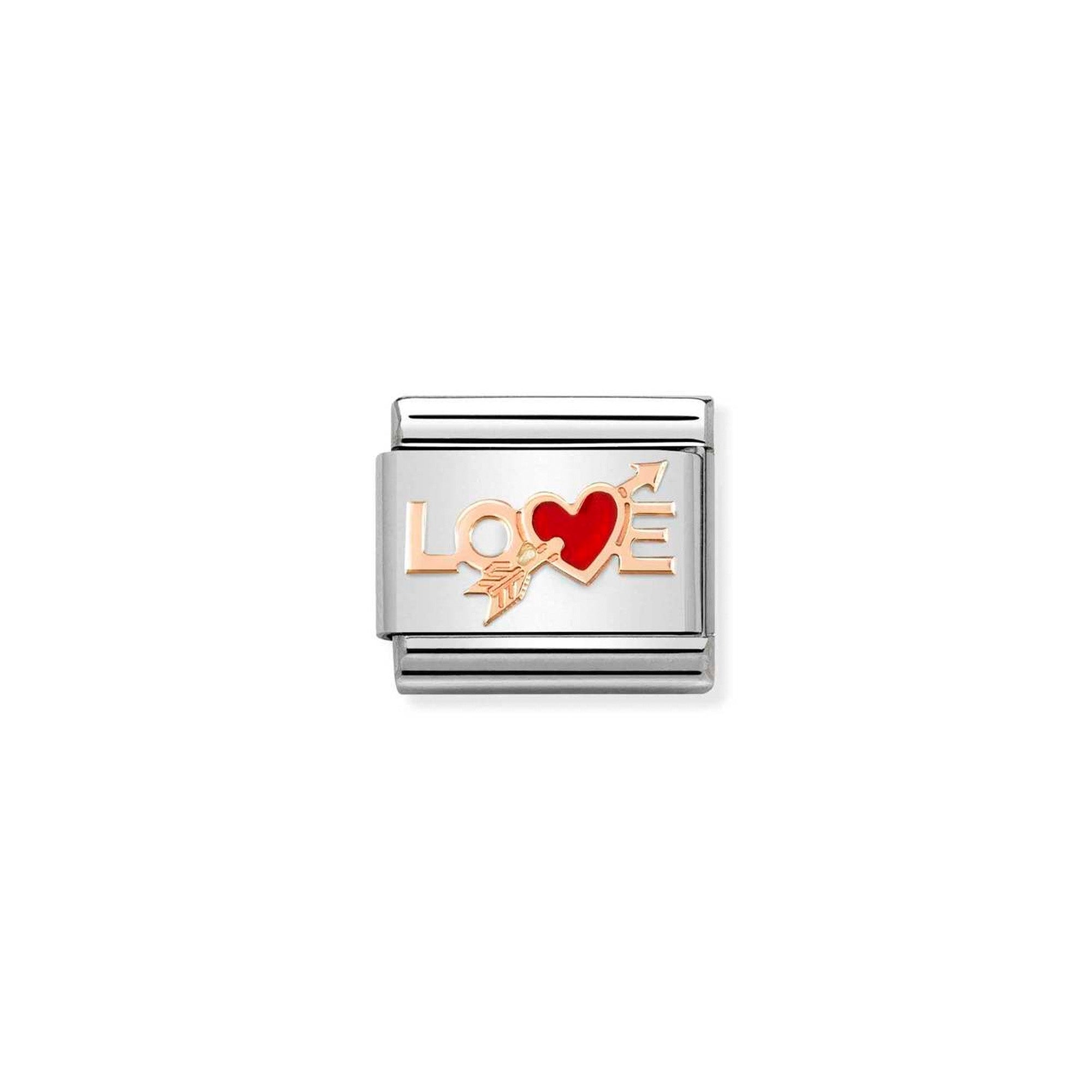 Charm, Composable Link, Rose Gold Love with Heart